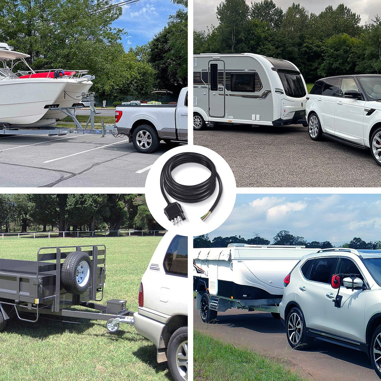 Wiring Harness Kit 10ft 18AWG 4 Pin Jacketed Cable Trailer Wire