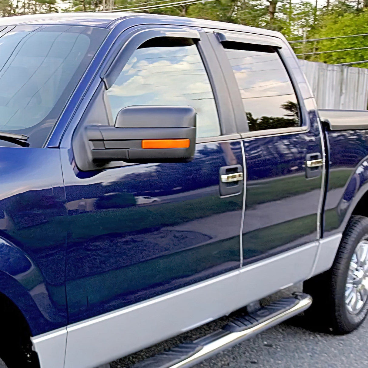 Rain Guards Tape-On Rain Guards for Ford F150 Crew Cab 2015 2016 2017 2018 2019 2020 2021 2022 2023 2024, Window Visors Vent Wind Deflectors-4PCS