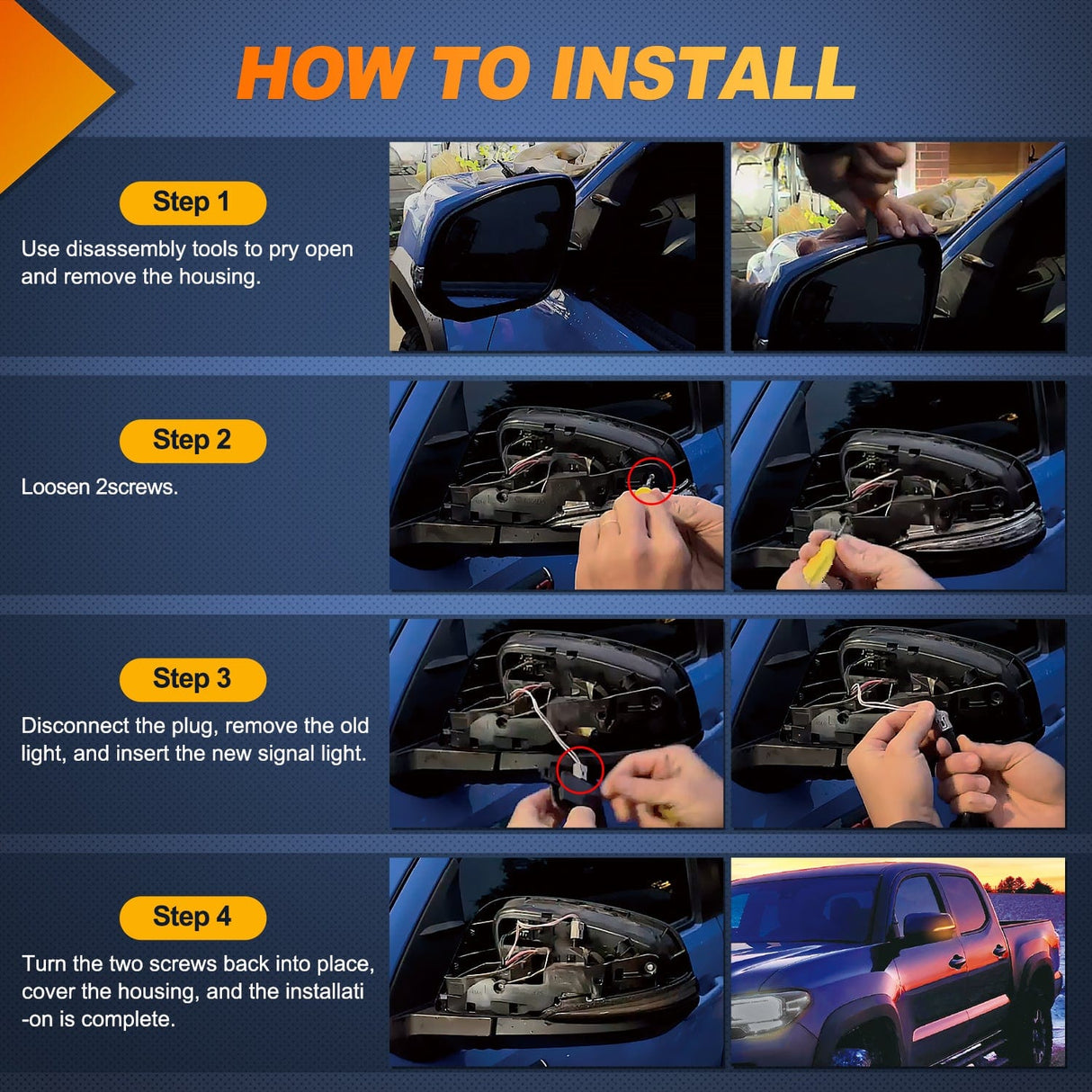 Signal Light Side Mirror Marker Light for 2016 2017 2018 2019 2020 2021 2022 2023 Toyota Tacoma2019 2020 2021 2022 2023 RAV4 XA50 2020-2023Highlander XU70