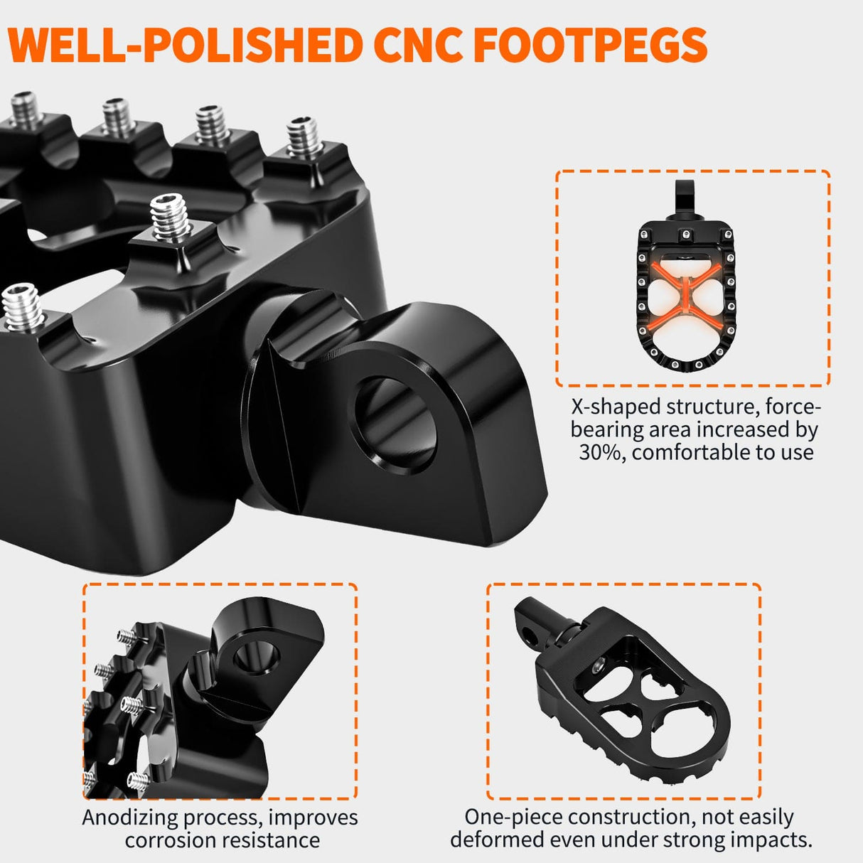 Motorcycle Foot Pegs Motorcycle Foot Pegs Dirt Bike Footpegs Fit for Harley Dyna 1993-2017 Fatboy 1990-2017 Iron 883 2009-2017 Sportster 883 360° Rotating CNC Foot Pegs Heavy Duty Aluminum Alloy Peg Pedal, Black