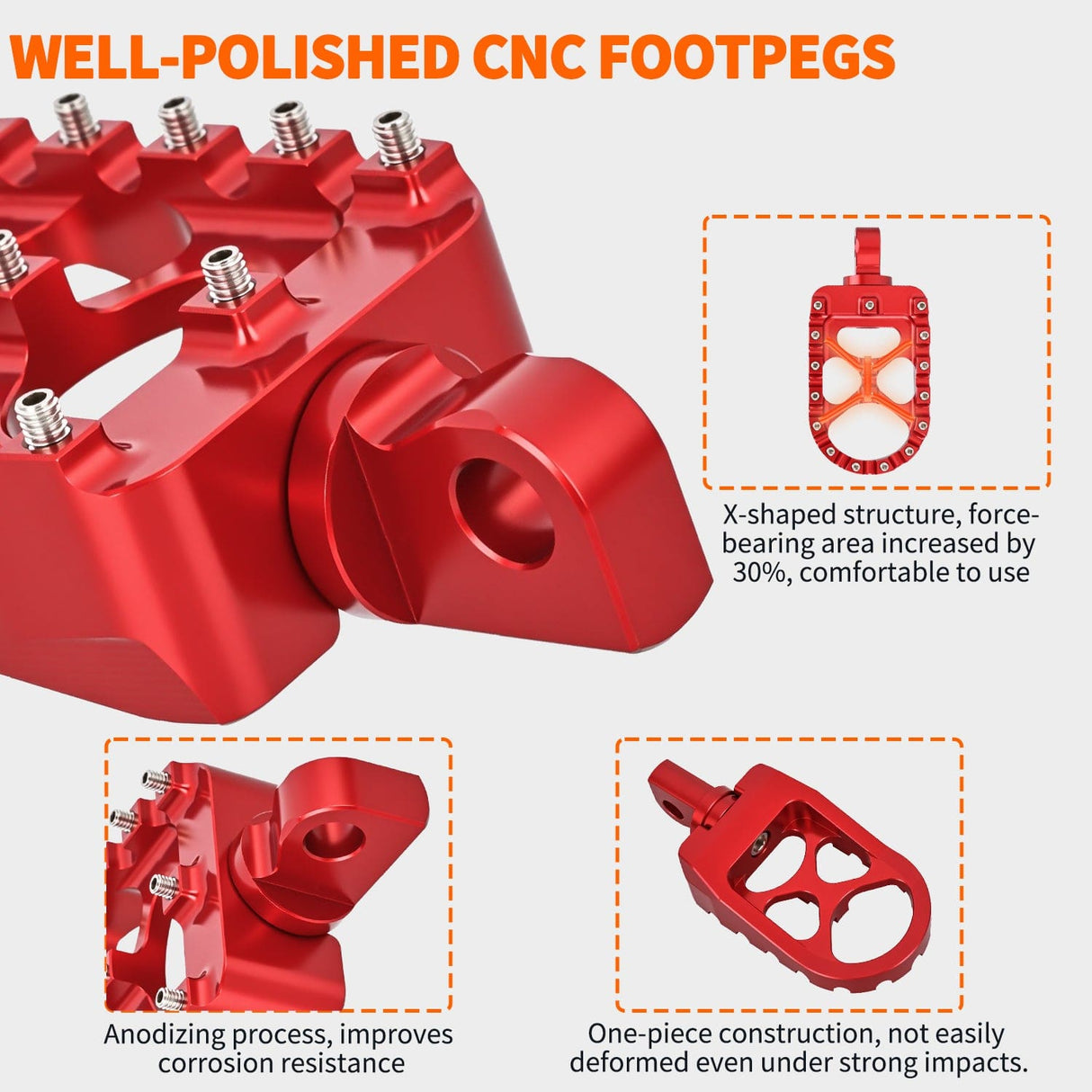 Motorcycle Foot Pegs Motorcycle Foot Pegs Dirt Bike Footpegs Fit for Harley Dyna 1993-2017 Fatboy 1990-2017 Iron 883 2009-2017 Sportster 883 360° Rotating CNC Foot Pegs Heavy Duty Aluminum Alloy Peg Pedal, Red