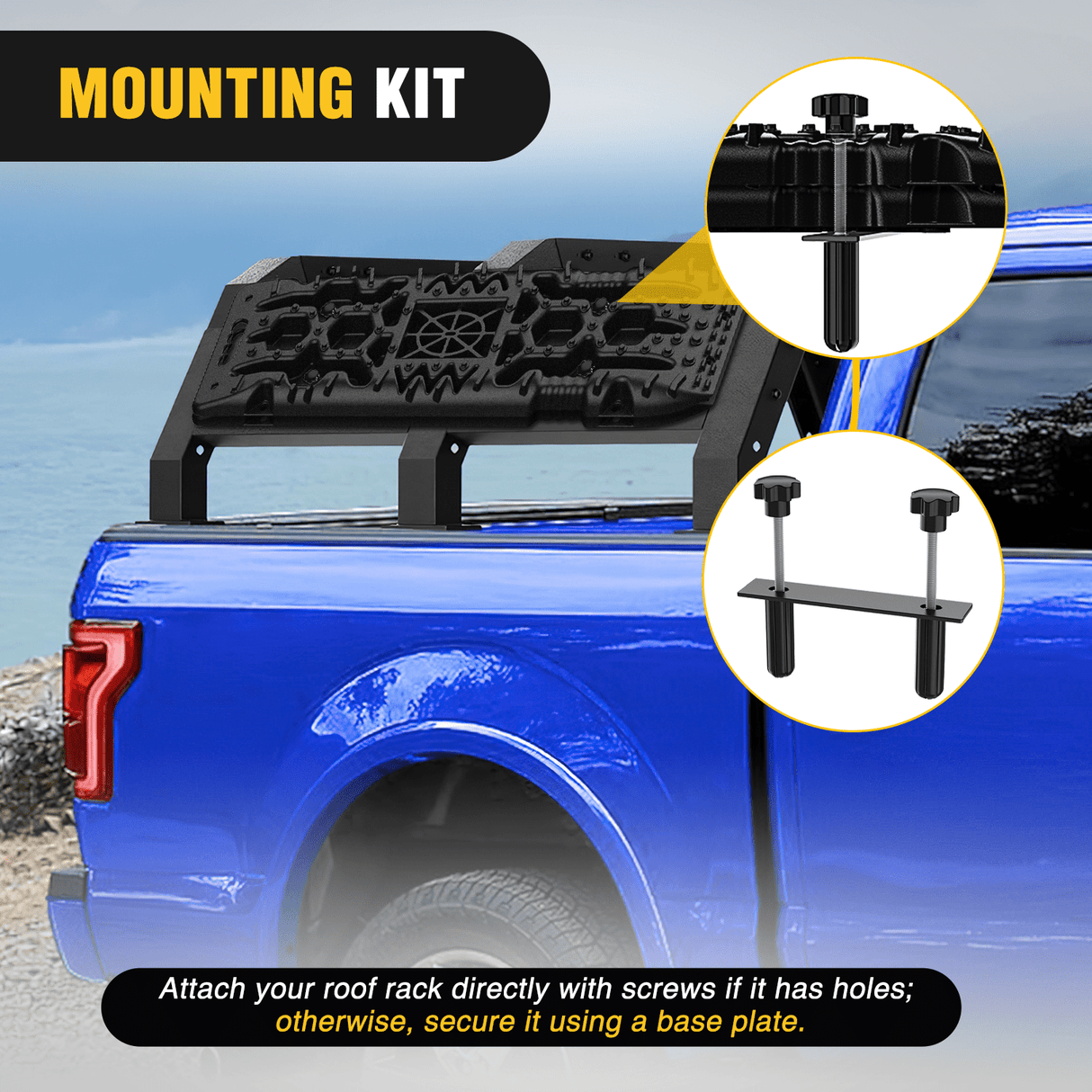 Traction Boards Off-Road Recovery Traction Boards For 4WD 4X4 with Jack Lift & Carry Bag (Black)