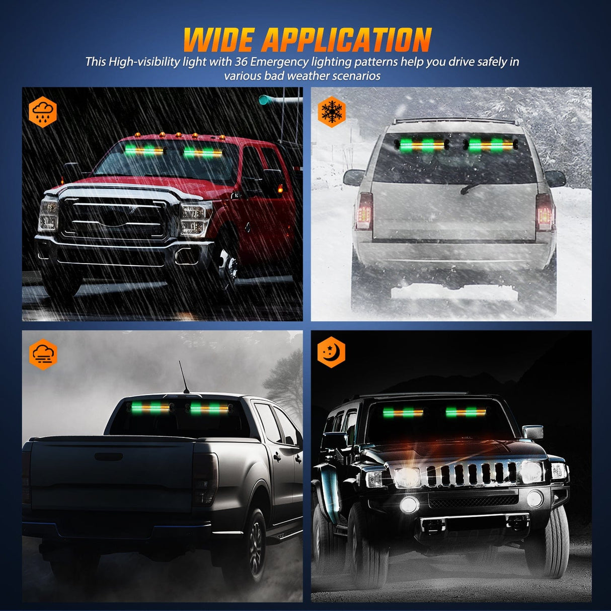 Led Strobe Light 144 LED Strobe Traffic Advisor Light Bar Amber Green with Controller 2 in 1 Automotive Emergency Warning Flashing Police Windshield Lights Bars for Cars Tow Plow Trucks Construction Vehicles