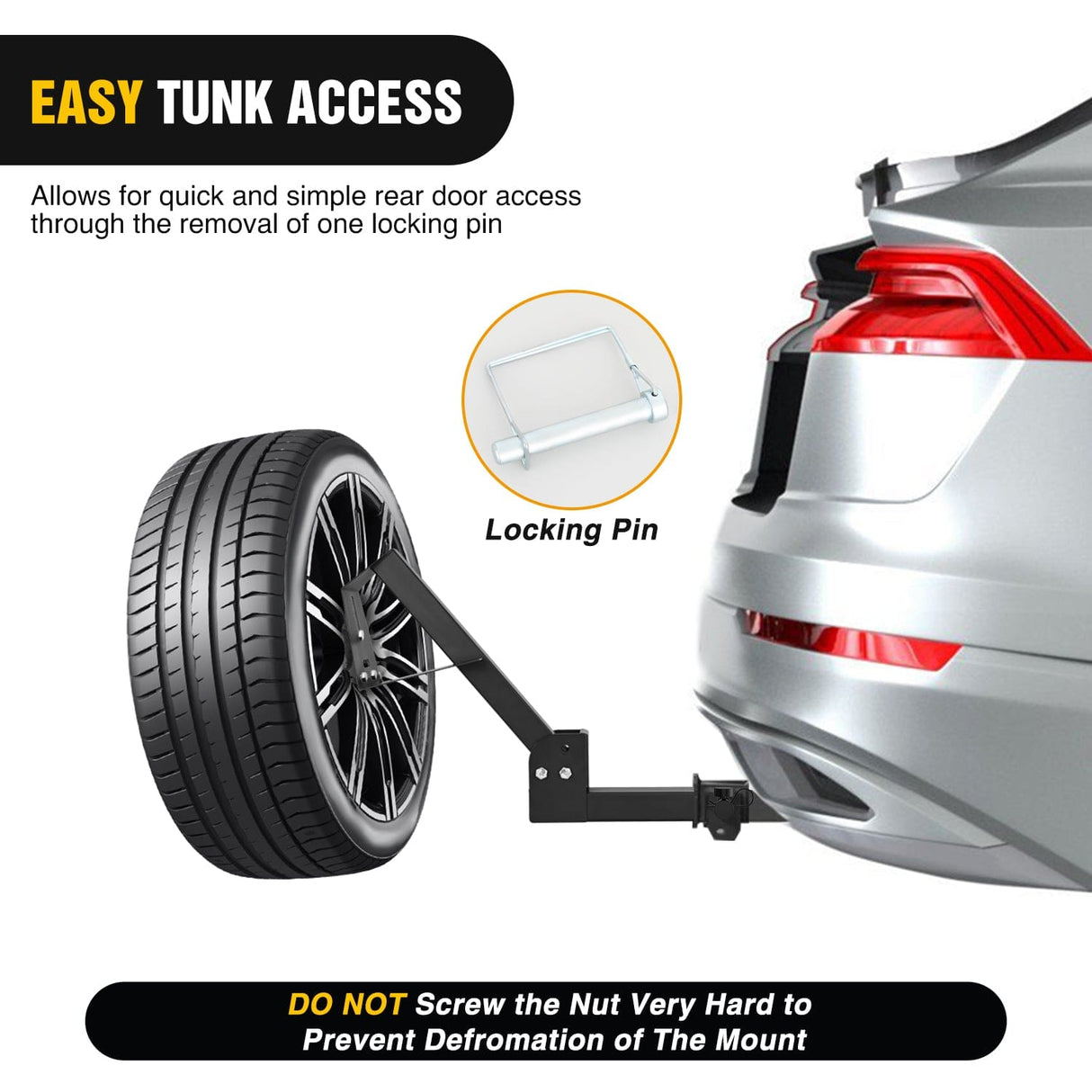 Trailer Hitch Trailer Hitch Spare Tire Carrier Adjustable Hitch Spare Tire Mount for Truck SUV ATV UTV for 2 Inch Receiver Fits 4 & 5 & 6 Lugs Trailer Wheels