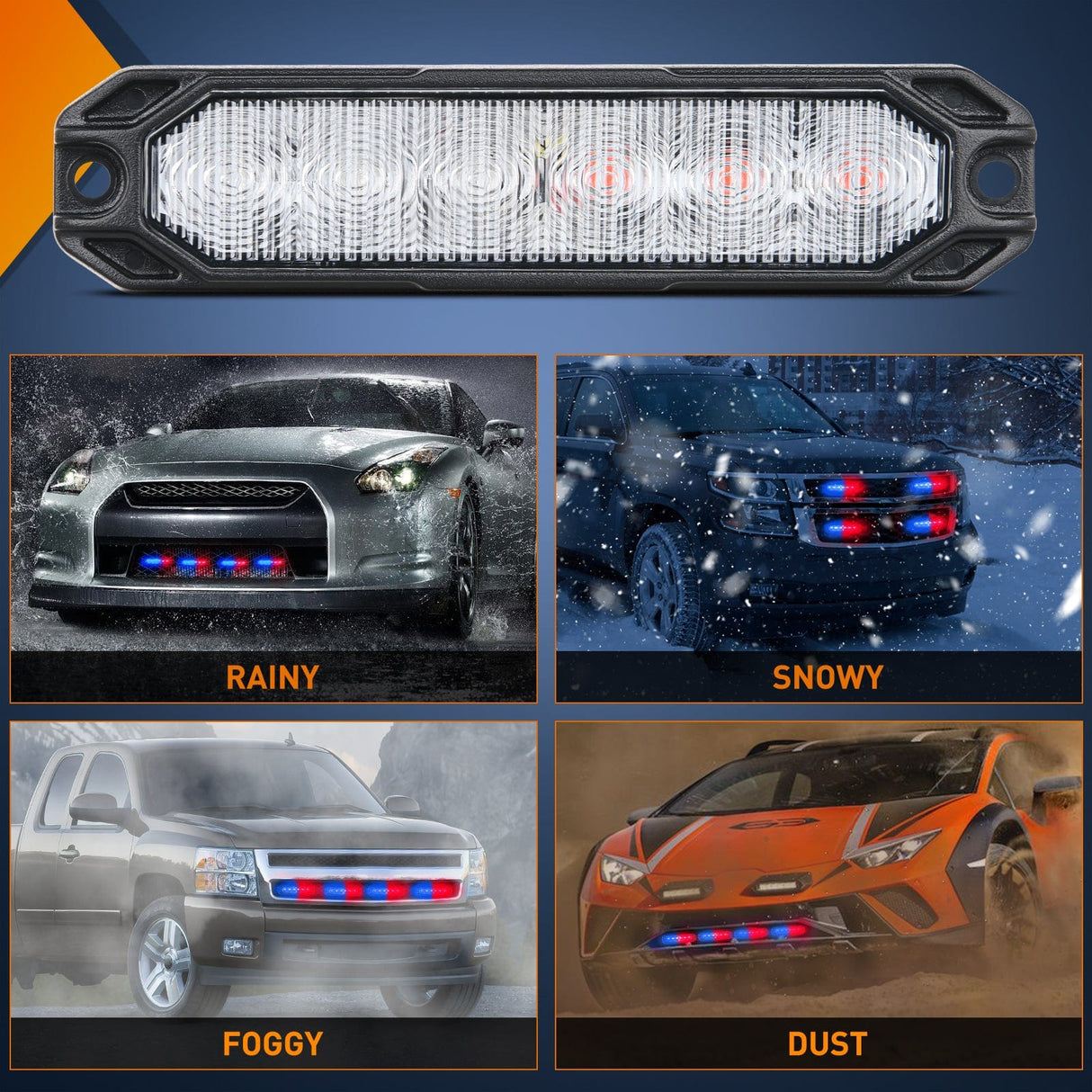 led strobe light 4PCS 6 LED Red and Blue Emergency Warning Strobe Lights