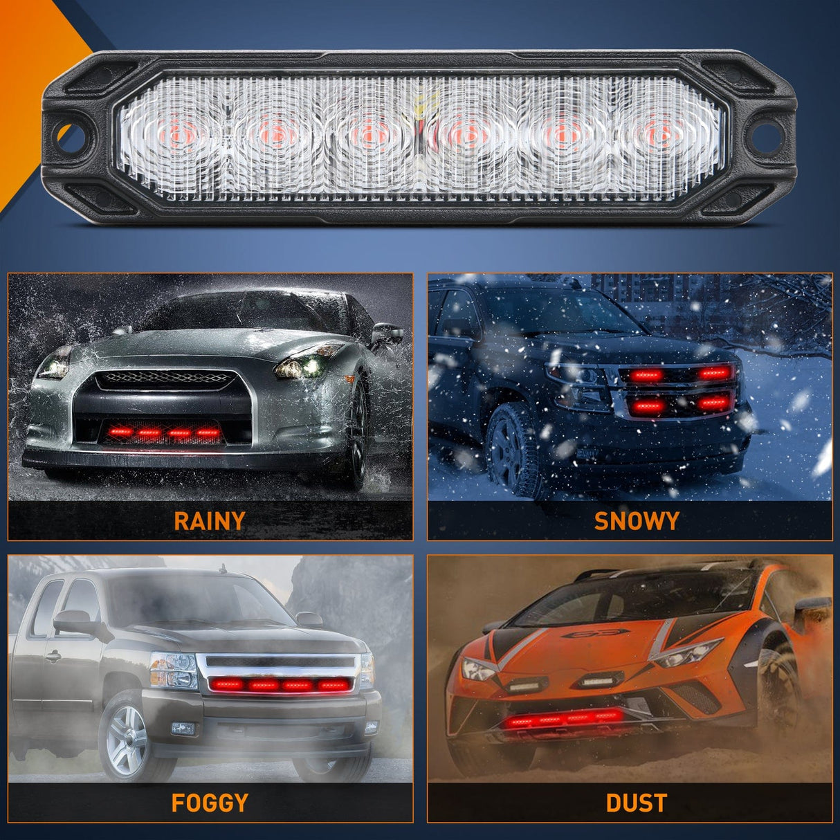 led strobe light 4PCS 6 LED Red Emergency Warning Strobe Lights