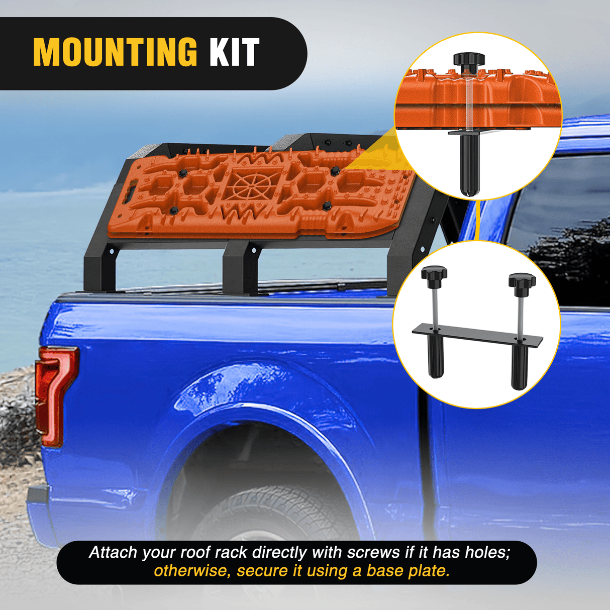 Traction Boards Off-Road Recovery Traction Boards For 4WD 4X4 with Jack Lift & Carry Bag (Orange)
