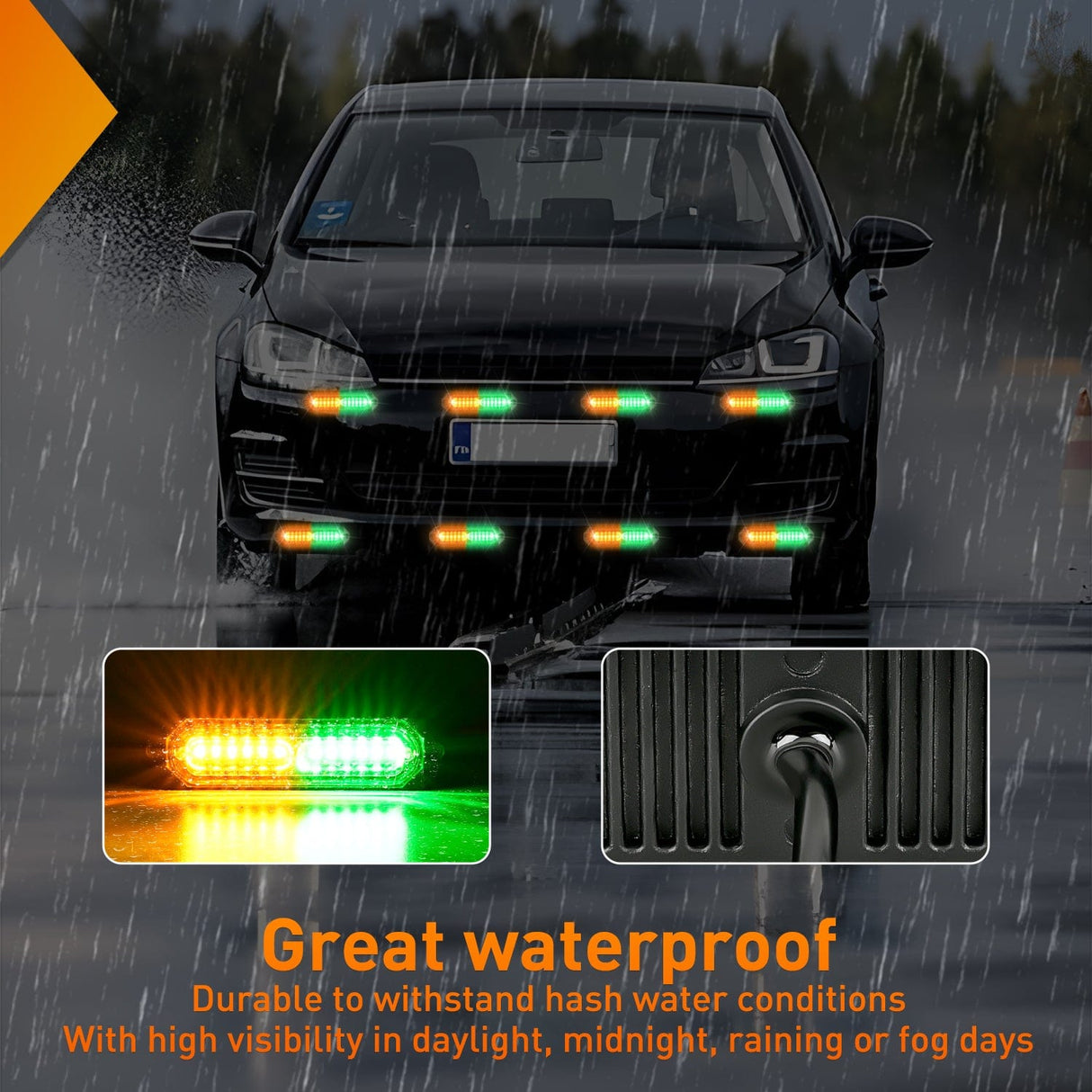 Surface Mount Strobe Lights 8PCS 12LED Amber Green Emergency Strobe Lights