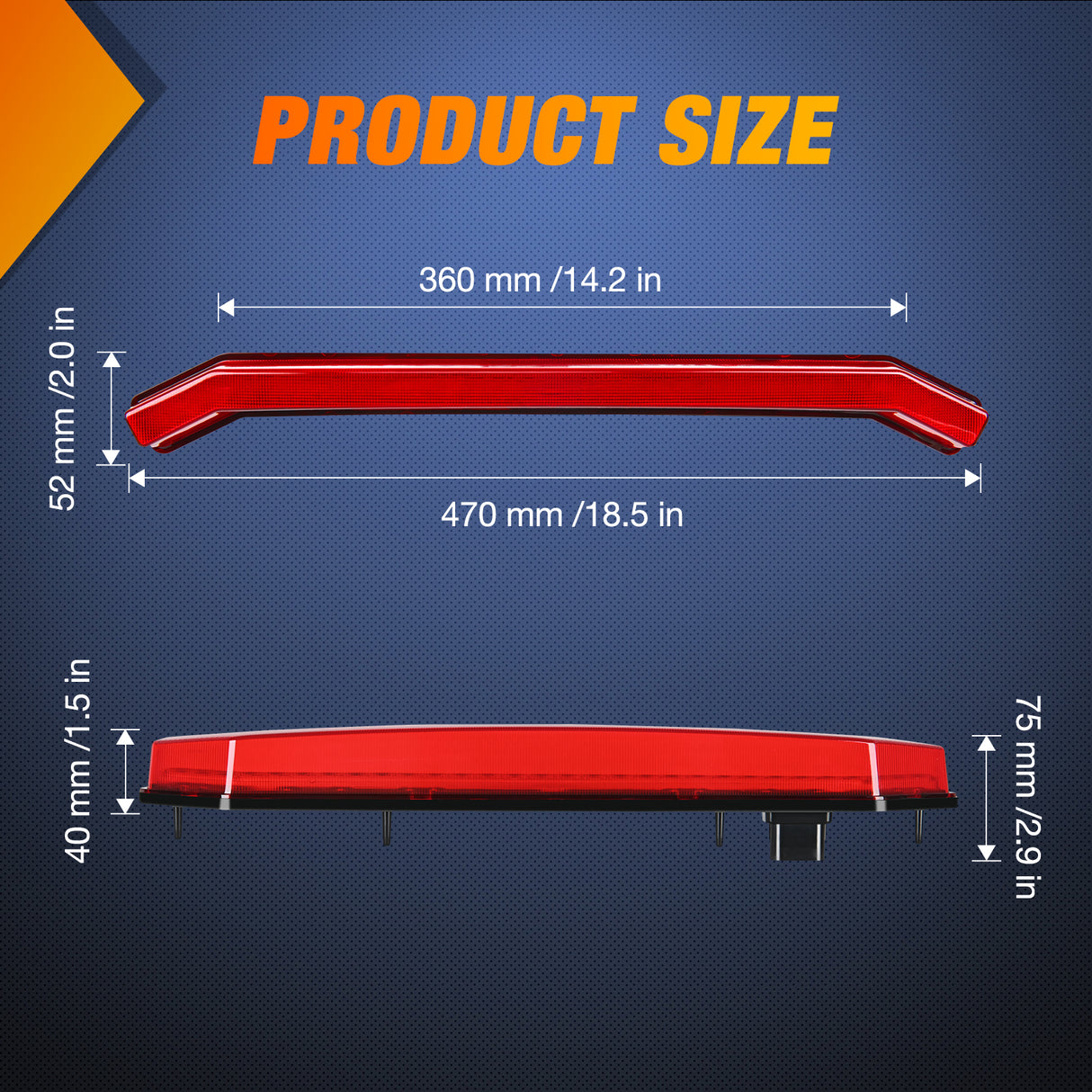 Nilight UTV Center Tail Light Rear Taillight LED Brake Lights Red Compatible with Polaris RZR XP1000 Turbo Sportsman Accessories 2019 2020 2021 2022 2023