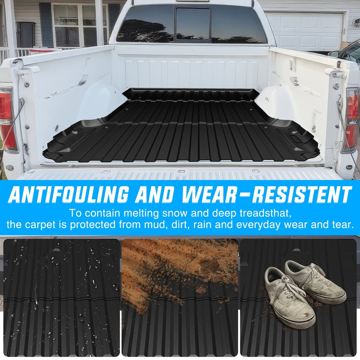 trunk 6.6ft Rubber Short Trunk Bed for 007-2019 Silverado/Sierra 2500 3500HD & 1500 2007-2018, TPE Heavy-Duty Pick-up Bed Liner for Chevy GMC Accessories, Anti-Slip Texture, All Weather Protection