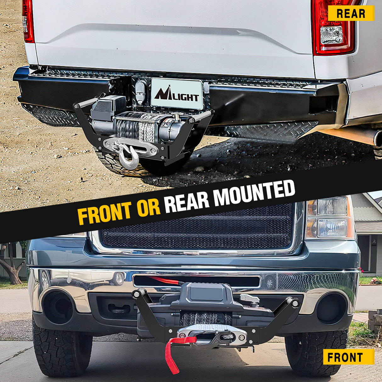 Nilight Winch Cradle Universal Mount Plate 10 x 4 1/2Inch Winch Bracket Winch Mounting 2 Inch Receiver Hitch 8000-13,000 Lb Capacity Recovery Winches Foldable