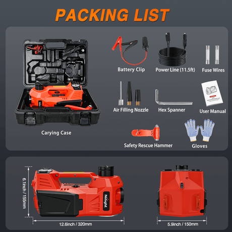 Car Jack Electric Car Jack 5 Ton 12V Hydraulic with Inflatable Pump LED Light 3 in 1 Portable Floor Jack for Tire Change