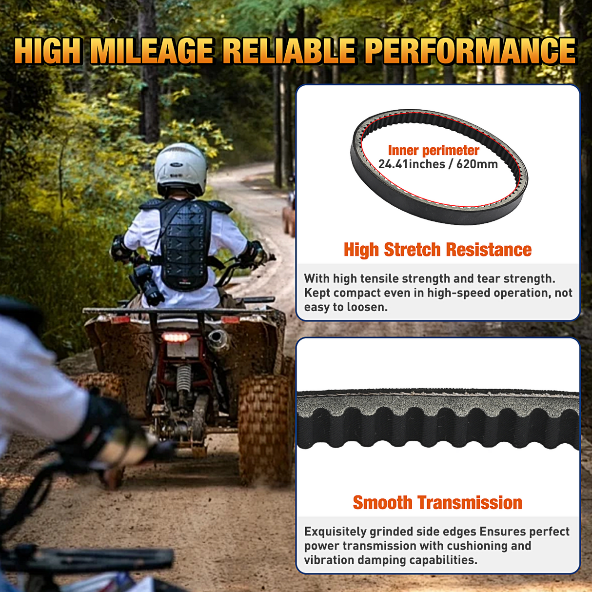 Drive Belt 30 Series Torque Converter Belt Fit for Manco 5959 Comet 203589 Murray 12-8487 Kartco 7628 Ken-bar Karts 5HP-7HP Engine Comet 30 Series Go Kart Asymmetrical Belt, 3 Pack