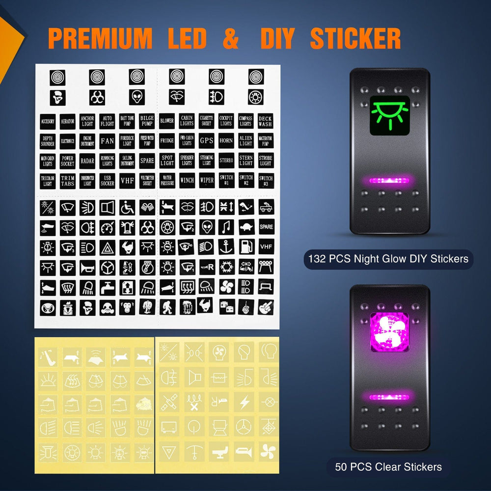 Rocker Switch 4Gang Aluminum 5Pin ON/Off Rocker Switch Panel Purple