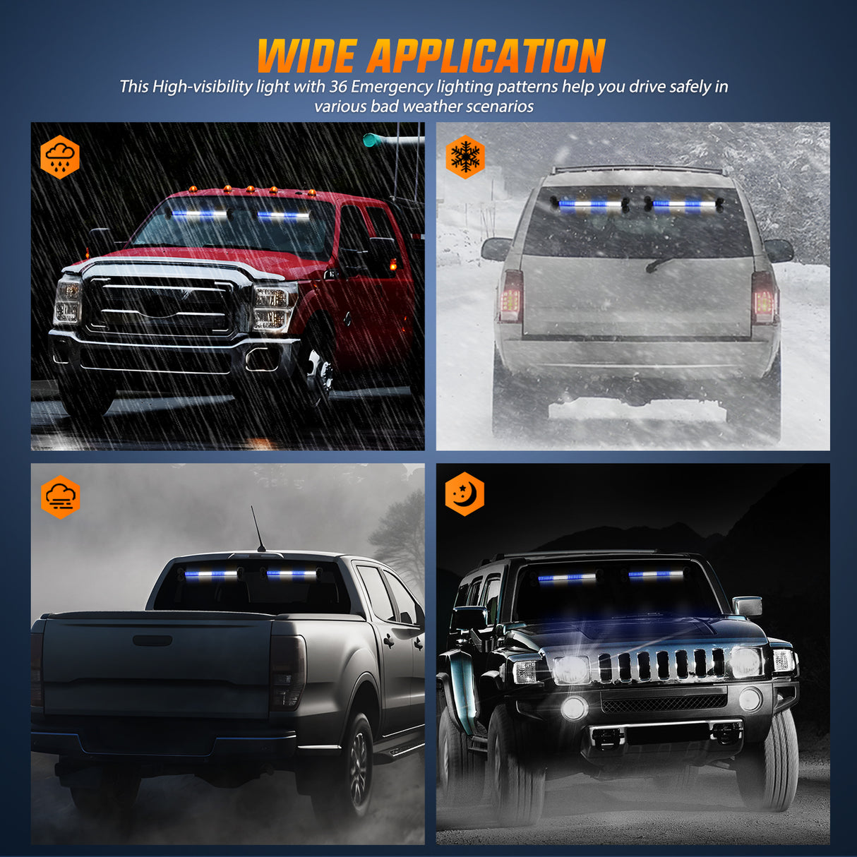 Nilight Led Strobe Light 144 LED Strobe Traffic Advisor Light Bar Blue White with Controller 2 in 1 Automotive Emergency Warning Flashing Police Windshield Lights Bars for Cars Tow Plow Trucks Construction Vehicles