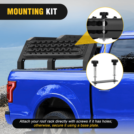 Traction Boards Off-Road Recovery Traction Boards For 4WD 4X4 with 2PCS Mounting kit Zipper Bag 2 leashes (Black)