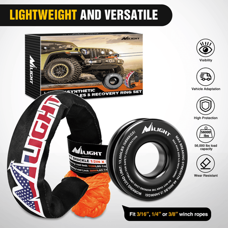 Shackle Recovery Ring 1/2inch x 24inch Synthetic Soft Shackle Recovery Ring Kit