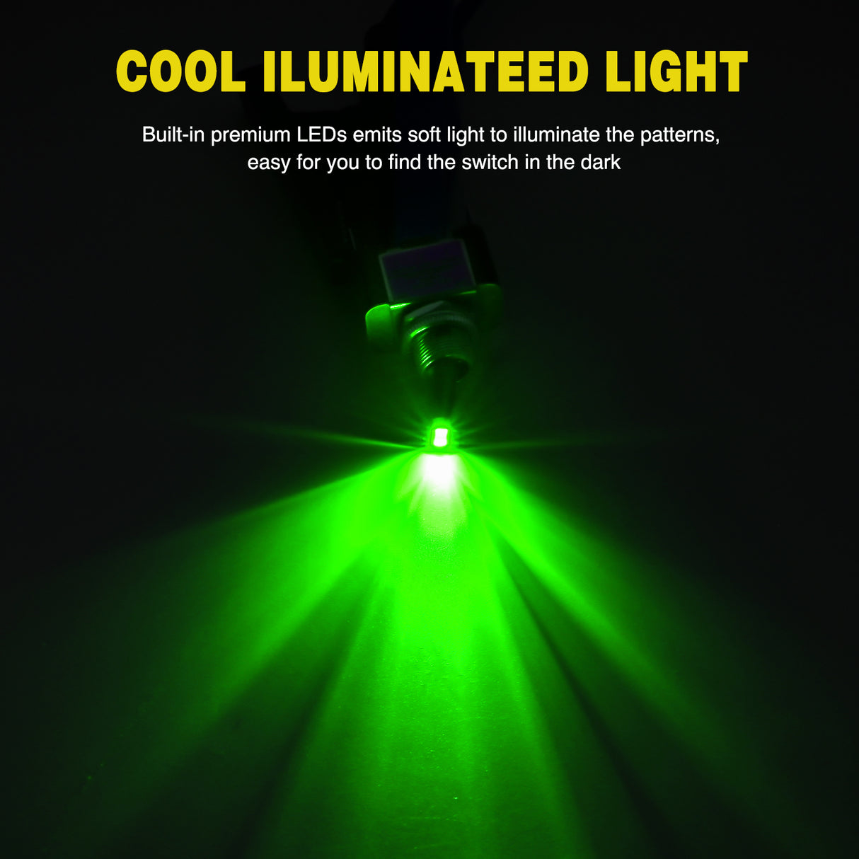 5PCS LED Toggle Switch ON Off 12V 30A Green LED Lighted Metal Heavy Duty SPST 3 Pin Rocker Switches 12mm Mounting Hole for Automotive Cars Trucks Boats Racing Cars