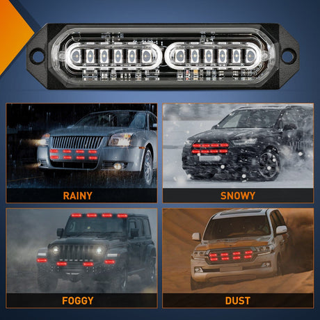 Surface Mount Strobe Lights 8PCS 12LED Red Emergency Strobe Lights
