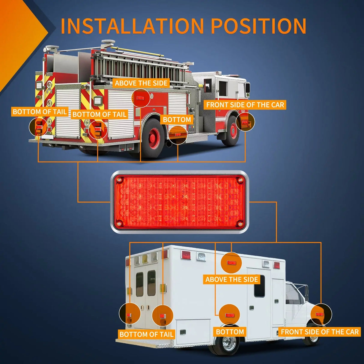 led strobe light 42LED Red Wireless Magnetic Strobe Lights Surface Mount Waterproof 5 Patterns (Pair)