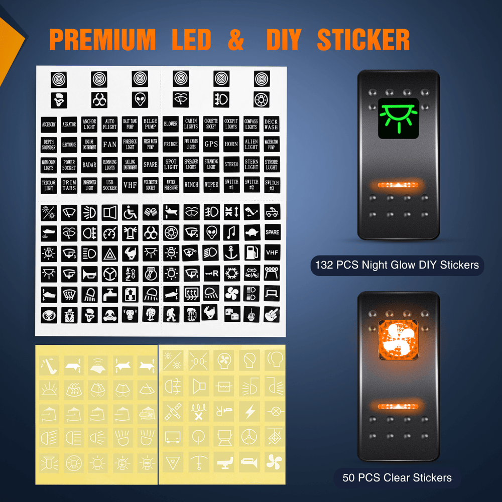 Rocker Switch 2 Gang Switch Panel With QC3.0 & PD Charger And Voltmerter with Orange Backlit