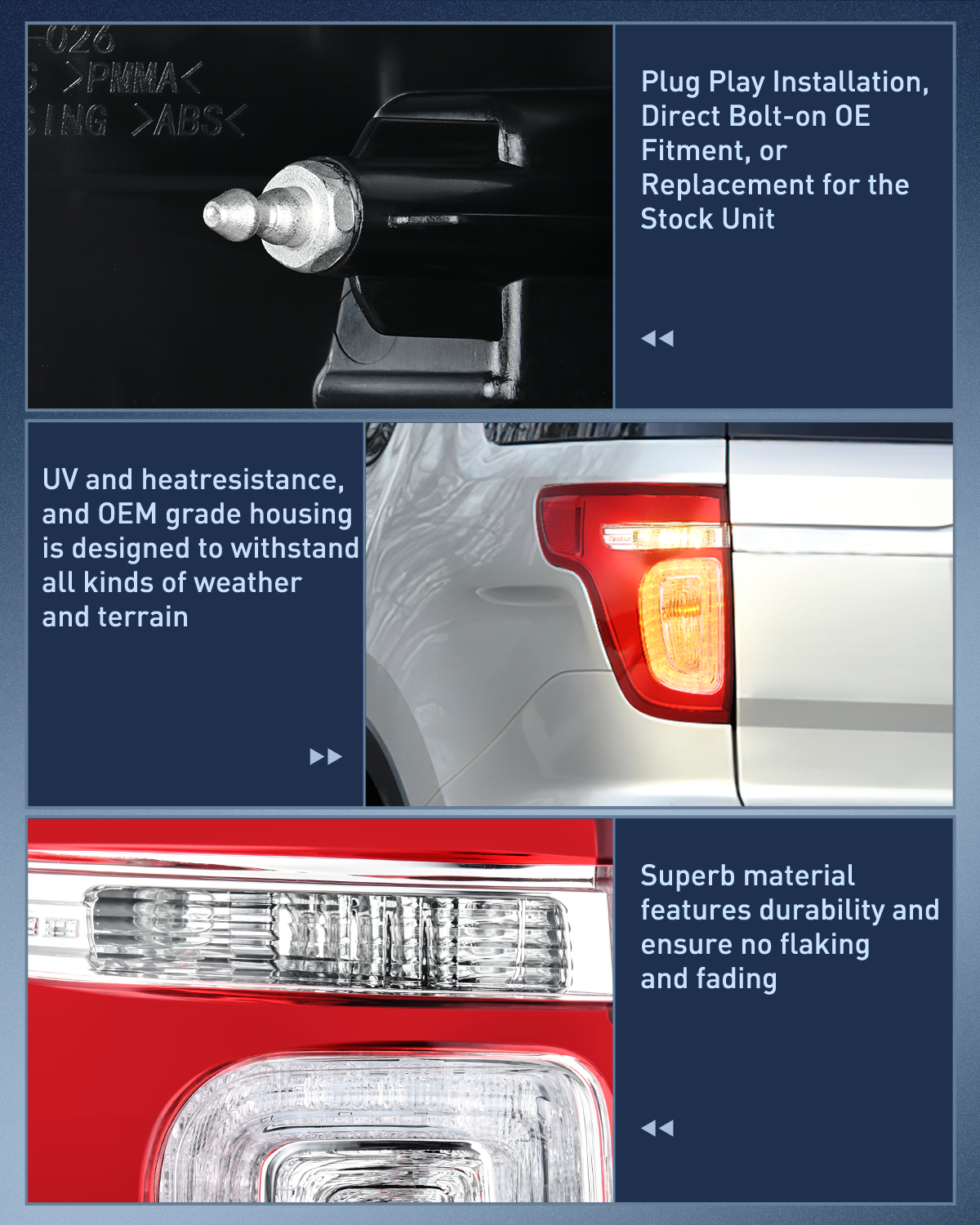 Nilight Taillight Assembly Compatible with 2011 2012 2013 2014 2015 Ford Explorer Rear Lamp Replacement OE Style LED and halogen bulbs Driver Side