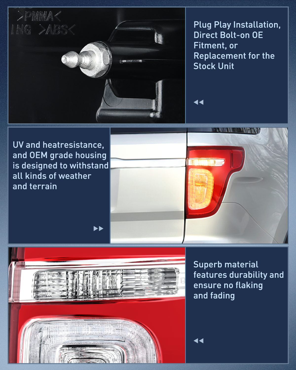 Nilight Taillight Assembly Compatible with 2011 2012 2013 2014 2015 Ford Explorer Rear Lamp Replacement OE Style LED and halogen bulbs Passenger Side