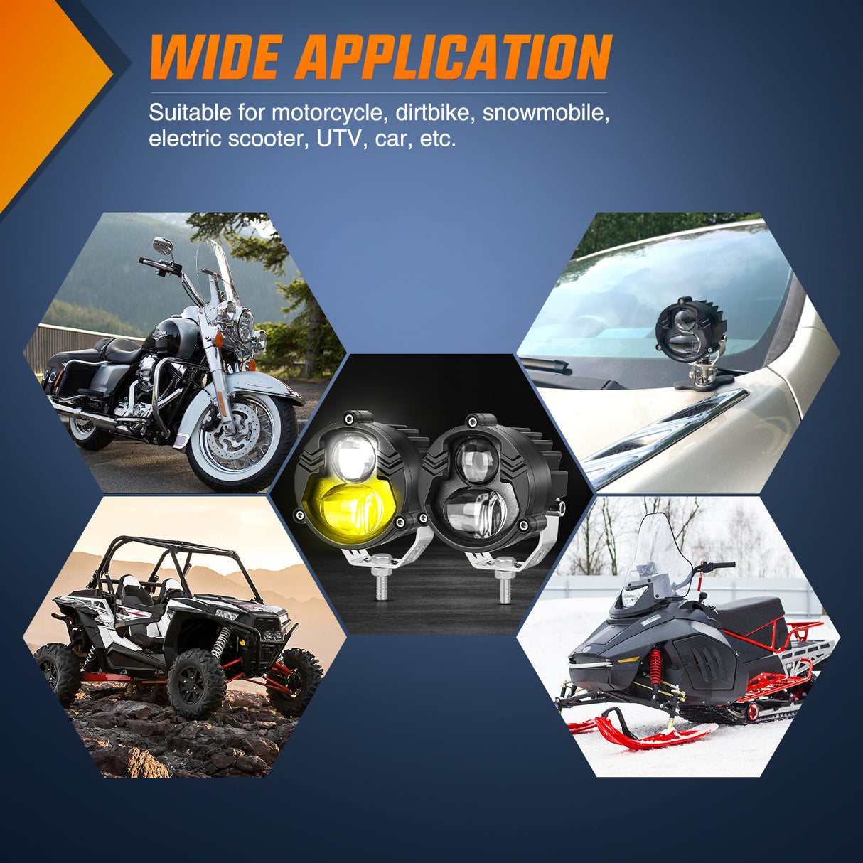 Nilight Motorcycle Driving Lights 2.7 inch White Amber Spot Beam Fog Light LED Pods IP67 Waterproof Auxiliary Offroad Lighting for Motorbike Dirt Bike e-Bike Scooter Snowmobile ATV UTV SUV Truck