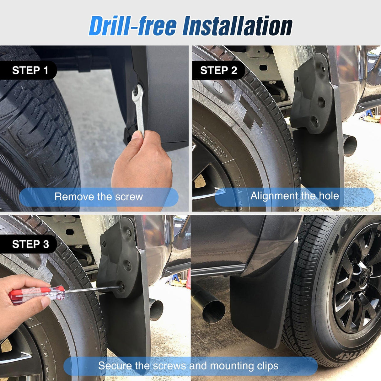 Fender Front & Rear Set Mud Flaps for Toyota Tacoma 2016 2017 2018 2019 2020 2021 2022 2023