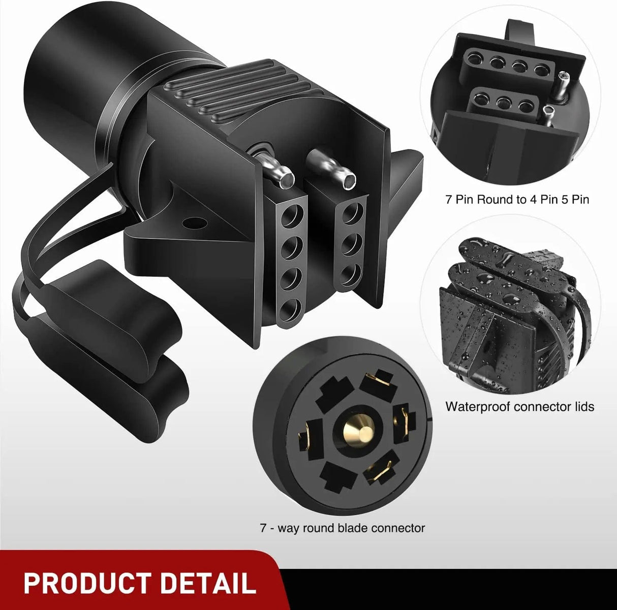 Accessories 7 Pin Round to 4 Pin 5 Pin Flat Blade Trailer Adapter