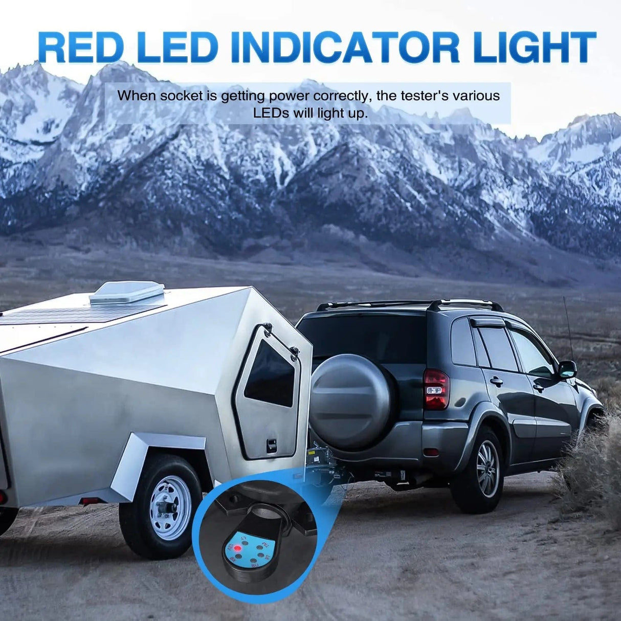 Accessories 7 Way Blade Trailer Connector Tester with Red LEDs Indicators