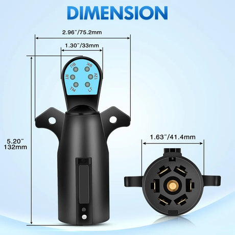 Accessories 7 Way Blade Trailer Connector Tester with Red LEDs Indicators
