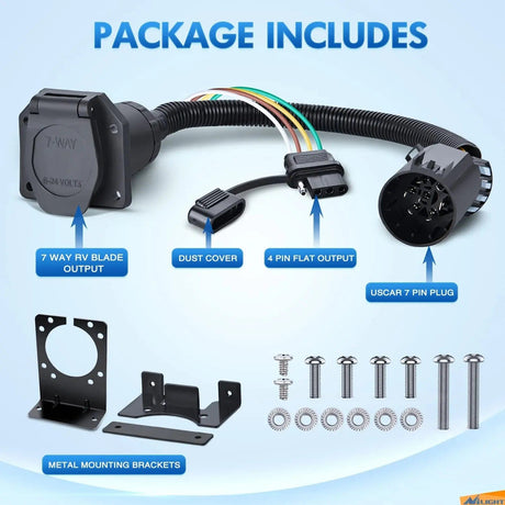 Accessories 7 Way RV Blade and 4 Way Flat Wire Harness