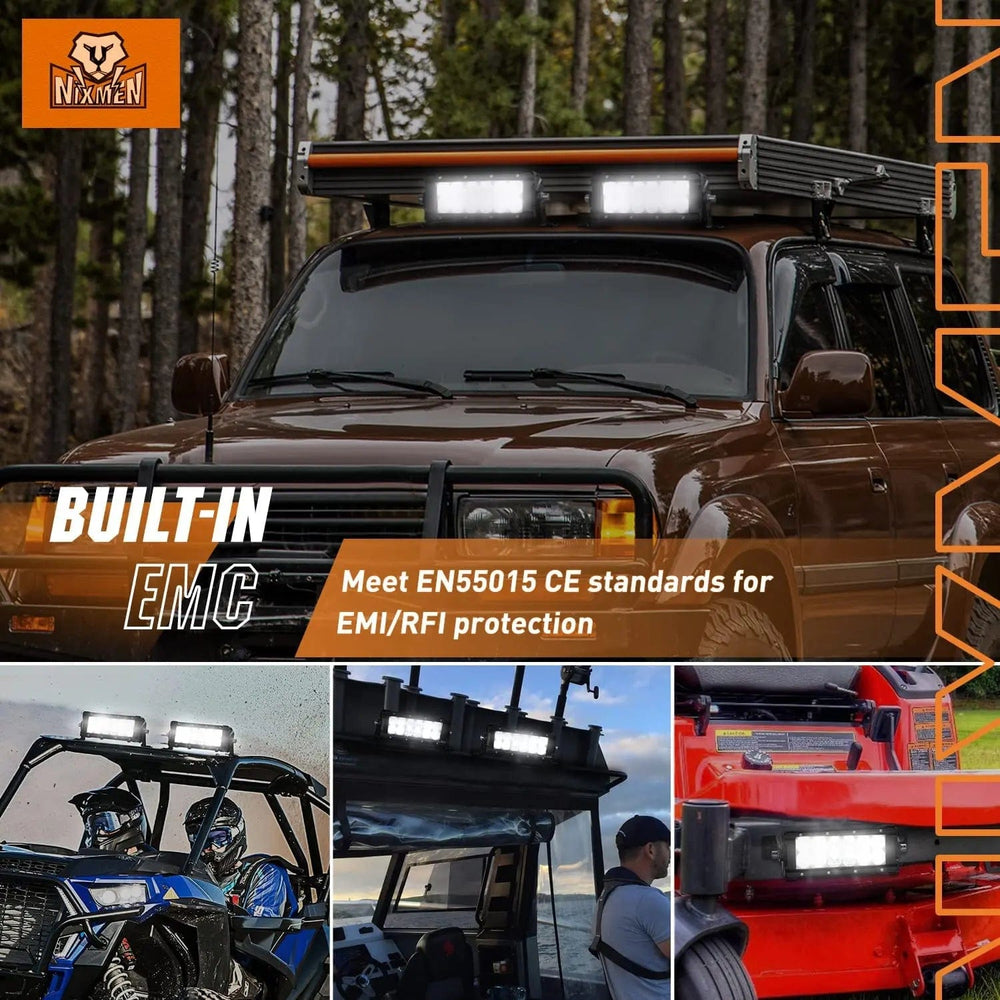 LED Light Bar 7.6 Inch 60W 7200LM Double Row Spot Flood Osram P8-5W Chips LED Light Bars (Pair)