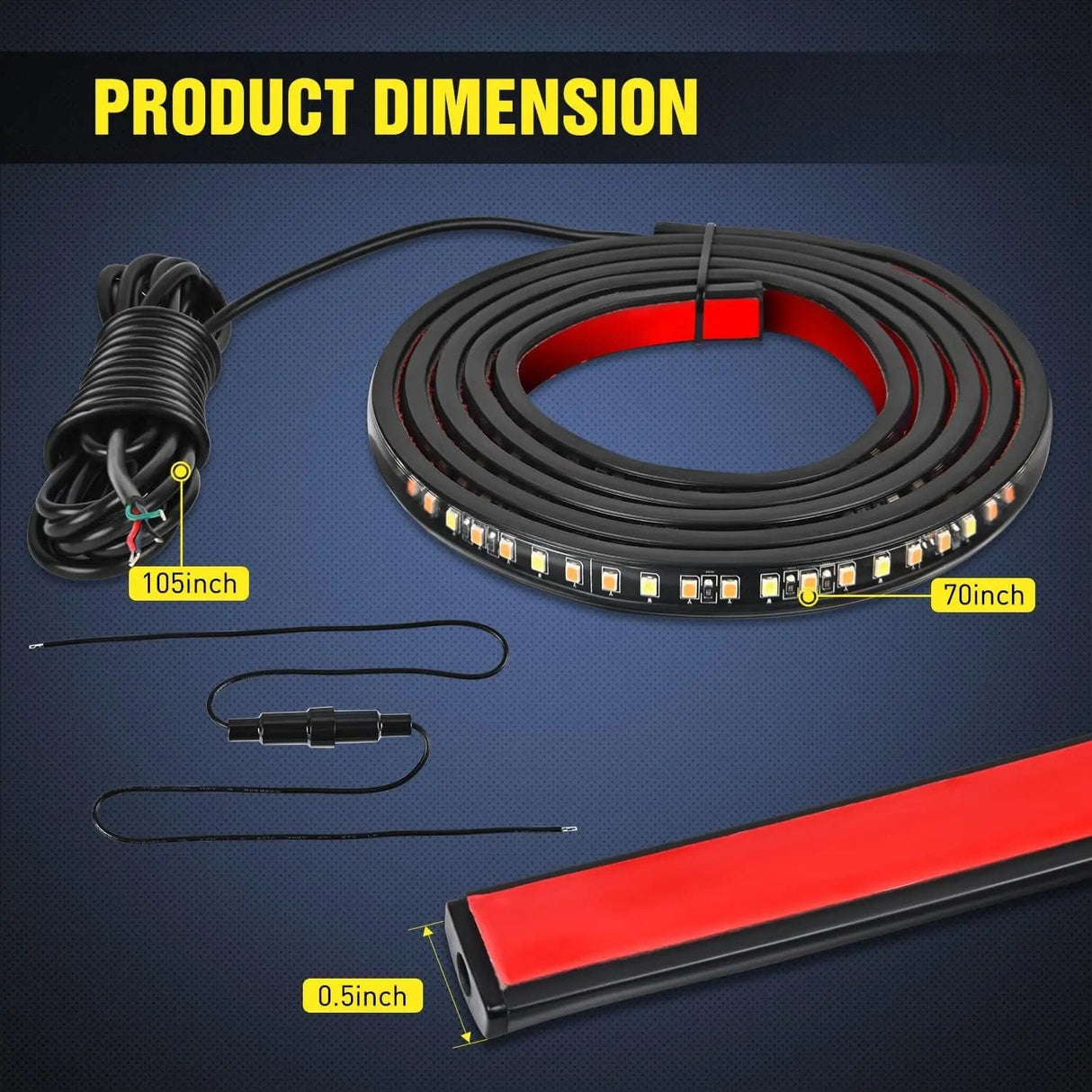 Led light Strip 70 Inch 216 Leds Running Board Amber White Light Strip (Pair)