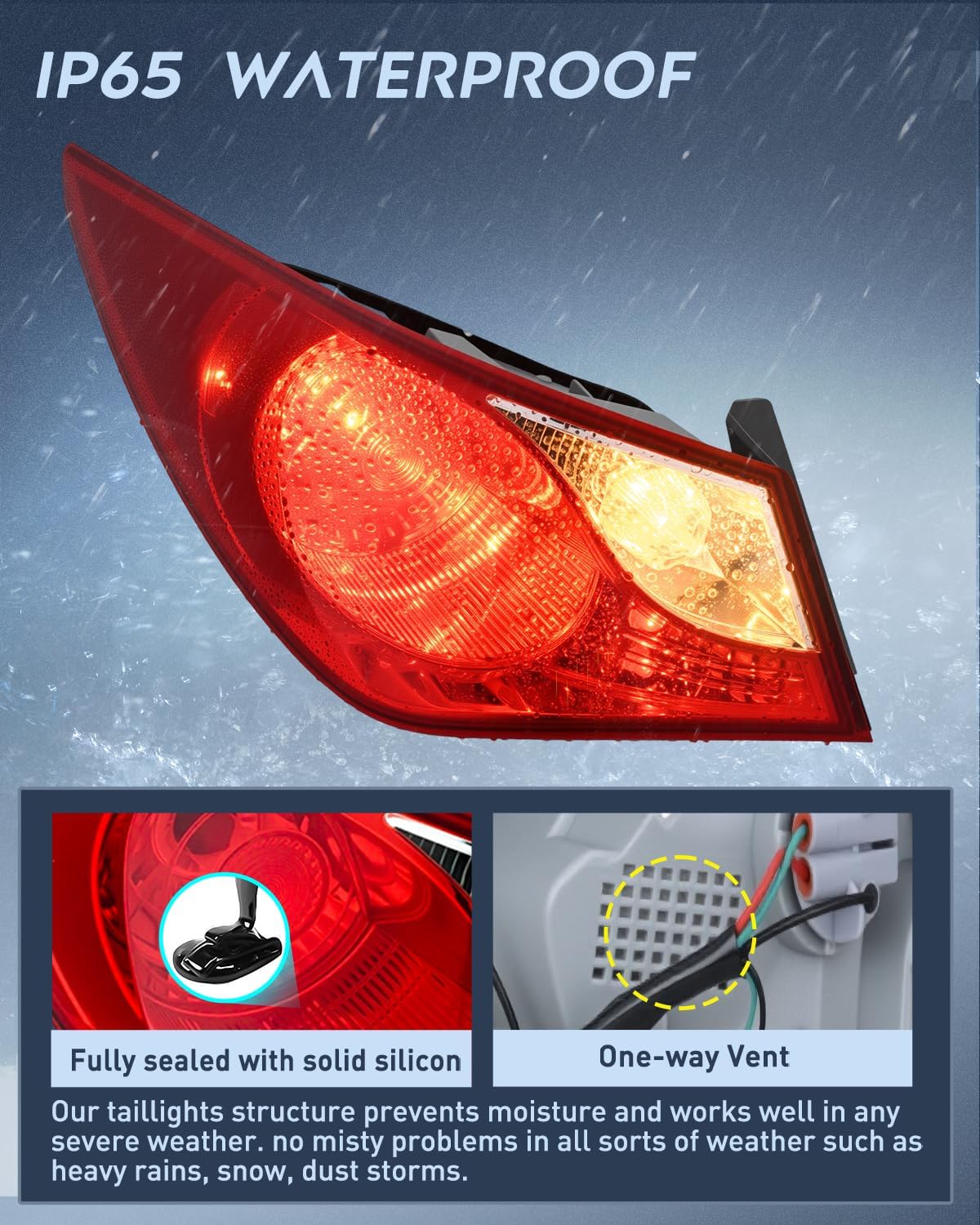 Taillight Assembly Compatible with 2011 2012 2013 2014 Hyundai Sonata Sedan 4-Door Outer Tail Light OE Style Rear Lamp Replacement Driver Side