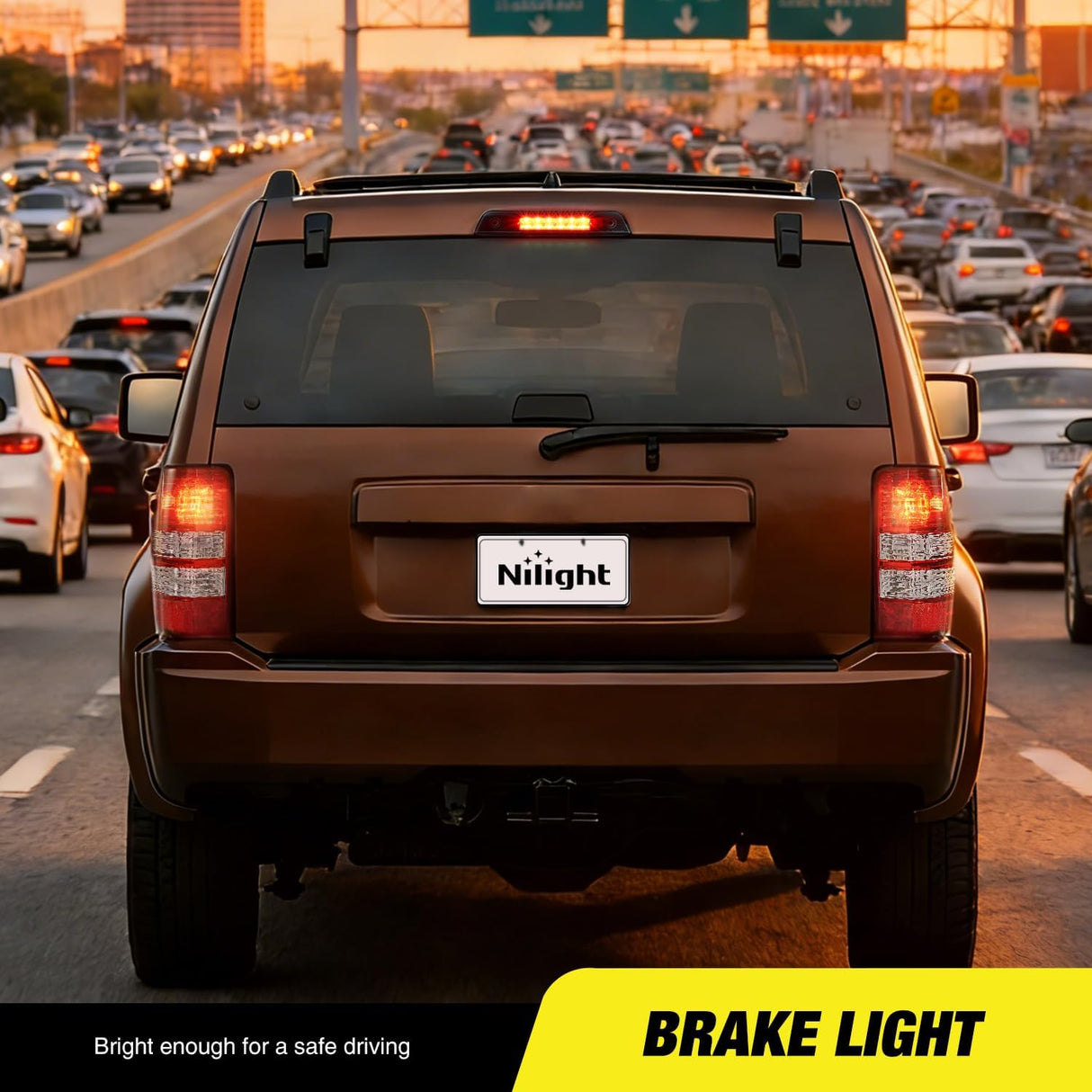 Third Brake Light Tail High Mount 3rd Stop Lights Smoked Lens Compatible with Jeep Liberty 2008 2009 2010 2011 2012 Van SUV Rear Center Cab Lamp