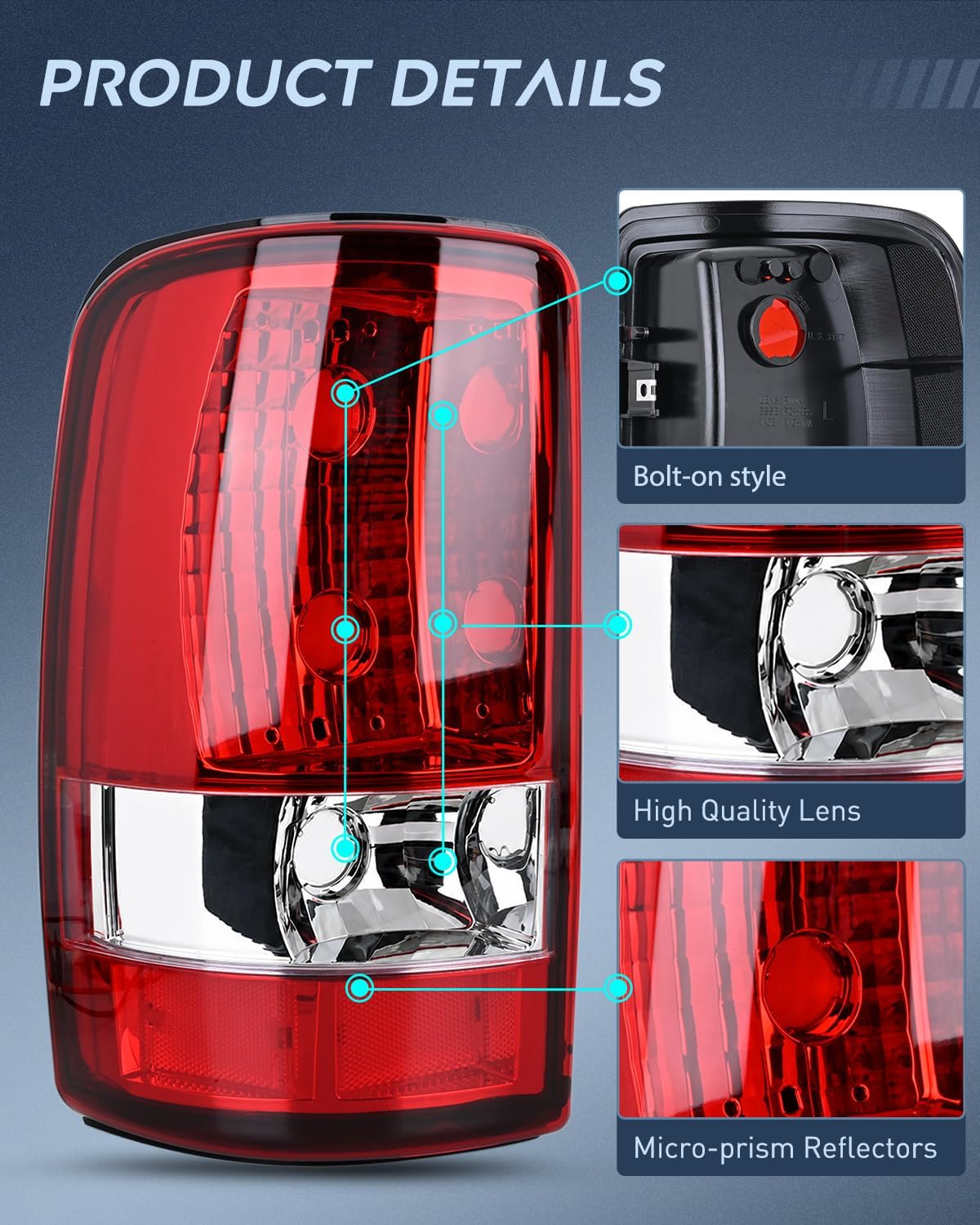 Taillight Assembly for 2000-2006 Chevy Suburban 1500 2500 Tahoe