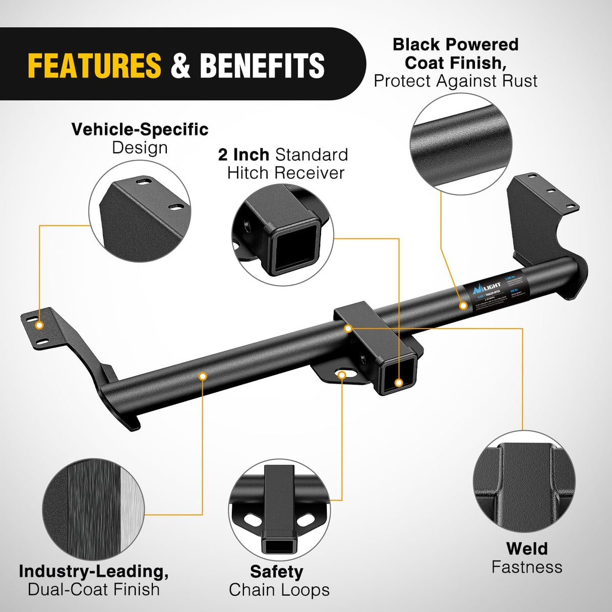 Class 3 Trailer Hitch Fits 1999-2017 Honda Odyssey 2 inch Hitch Receiver Multi-Fit Hitch to Receive Ball Mount Cargo Carrier Bike Rack Tow Hook Black