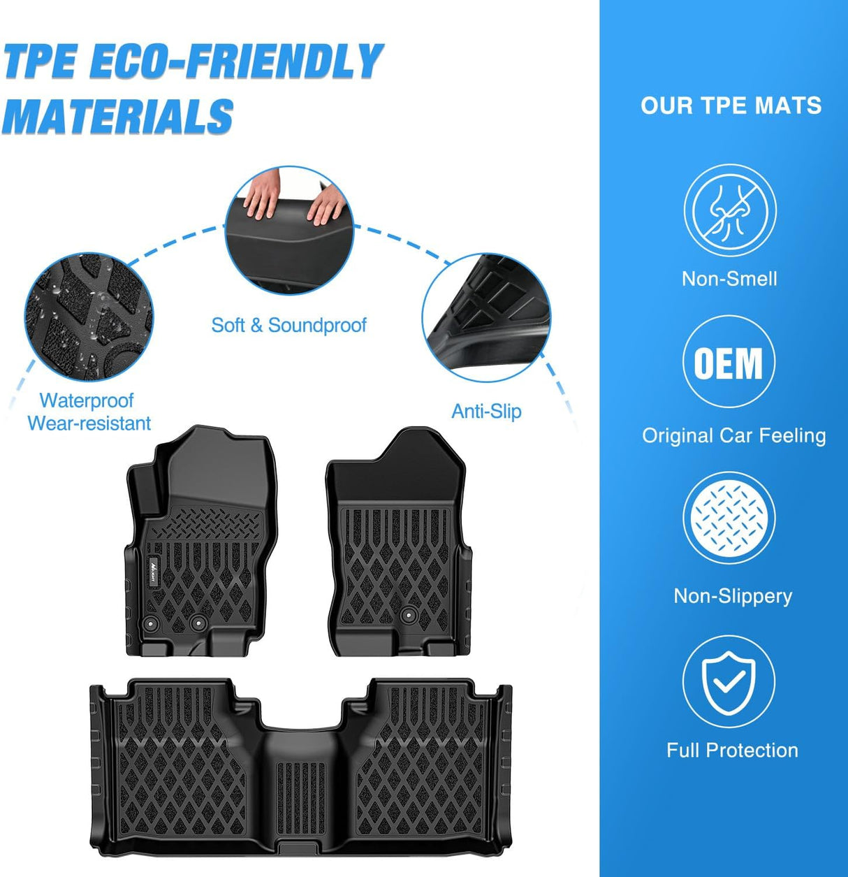 TPE Floor Mats for Nissan Frontier King Cab 2009 2010 2011 2012 2013 2014 2015 2016 2017 2018 2019 2020 2021 All Weather Custom Fit Heavy Duty Floor Liners