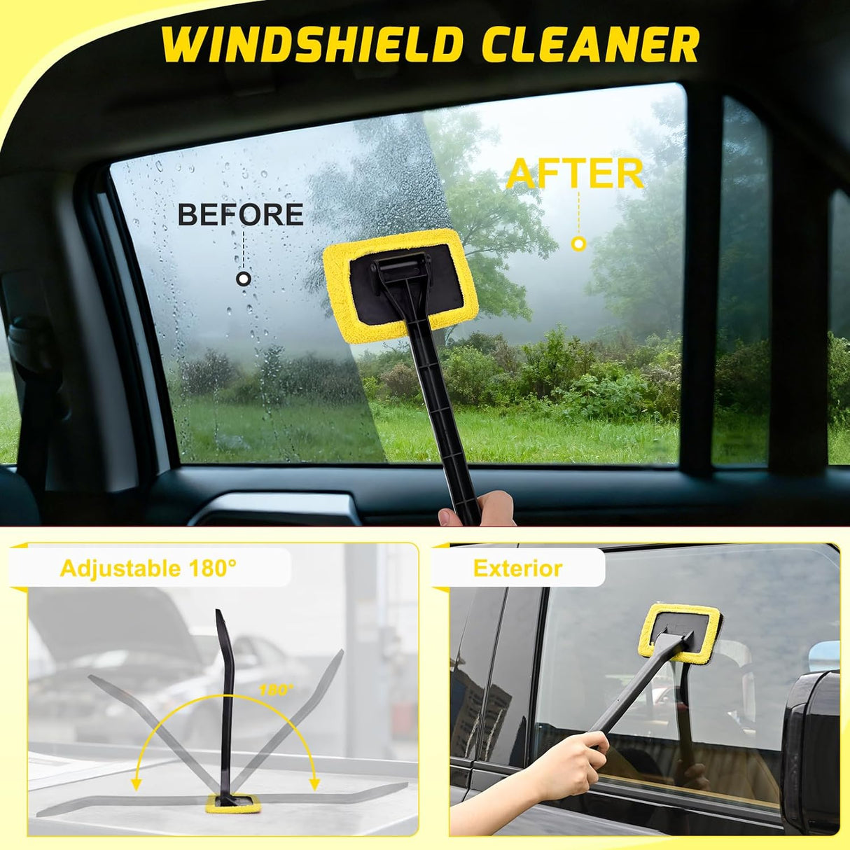 Automotive Tools 15PCS Car Detailing Kit Auto Cleaning Tools Wash Set with Storage Carry Bag Beginners Easy to Use for Interior Exterior Car Care Clean Windshield Dashboard Seat Air Vents Wheels Tires, Yellow