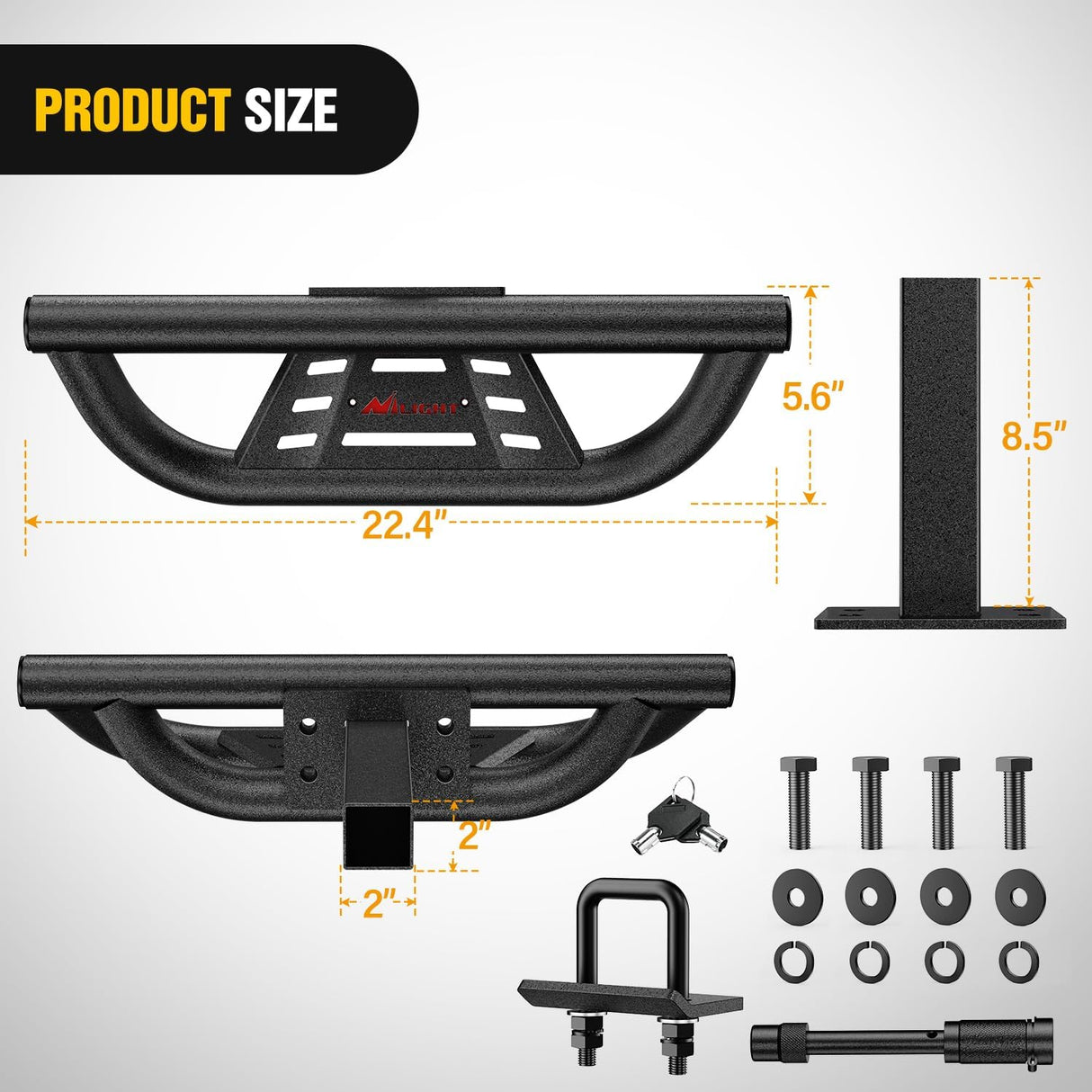 Universal Hitch Step Textured Black Drop Trailer Hitch Step Fit 2 Inch Receiver with Hitch Lock Stabilizer Towing Bar Rear Bumper Guard Rated up to 350 Lbs for Pickups Trucks Vans SUVs ATVs