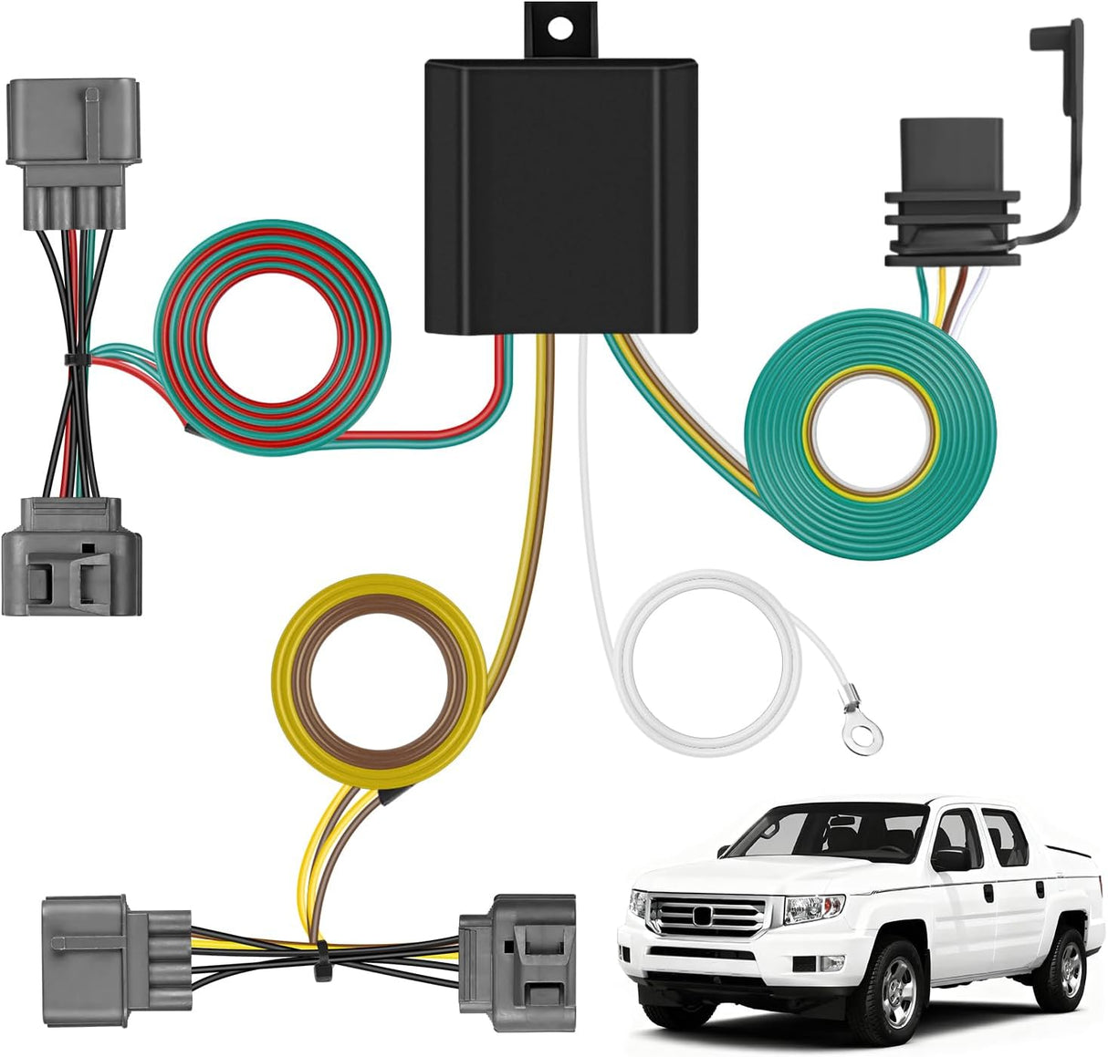 4 Pin Trailer Wiring Harness Kit 55585 Vehicle Standard 4 Way Connector Custom for 2006 2007 2008 2009 2010 2011 2012 2013 2014 Honda Ridgeline Simple Fit Hitch