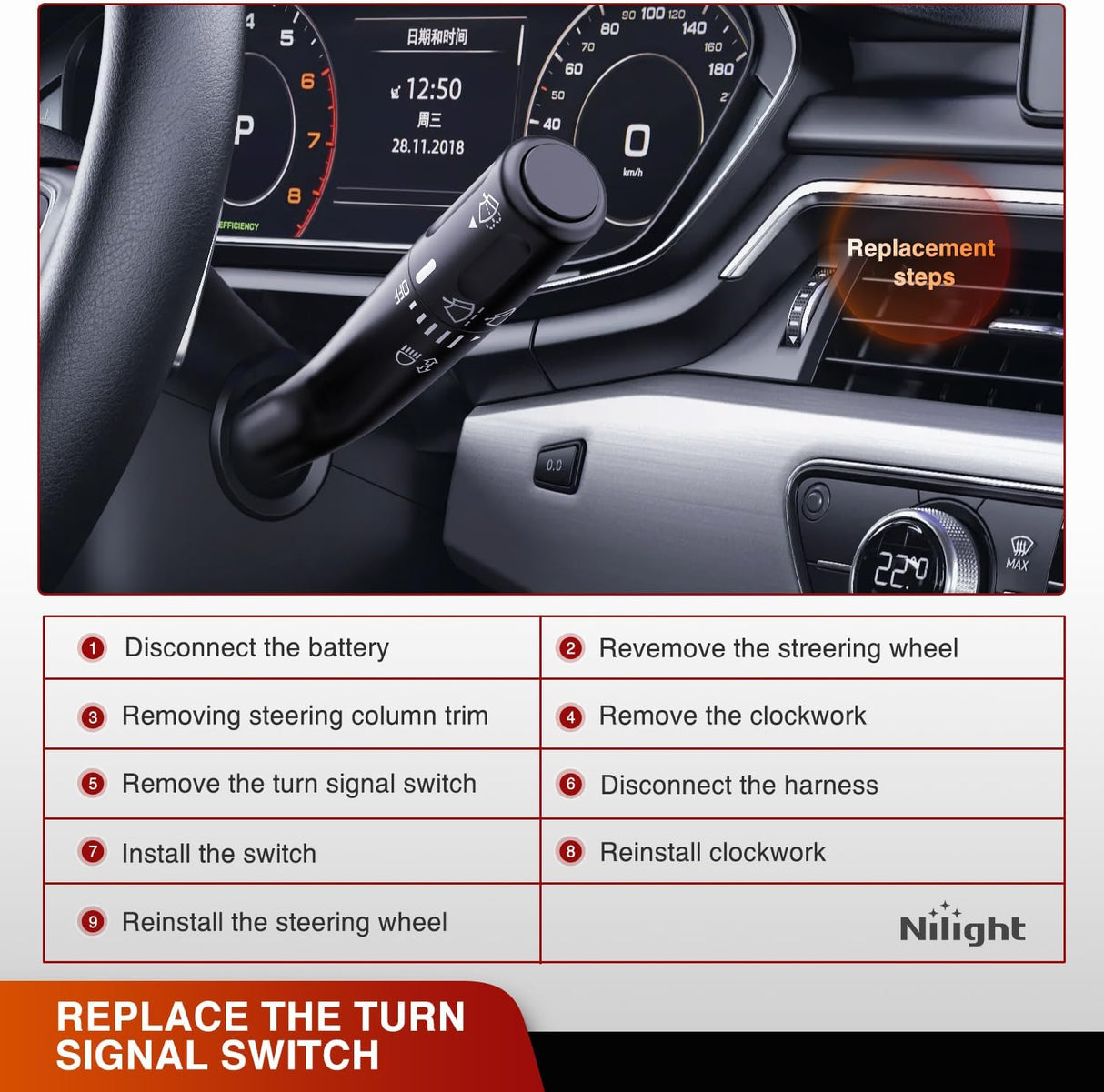 2005-2008 Ford F150 2006-2008 Lincoln Mark LT Turn Signal Switch Nilight