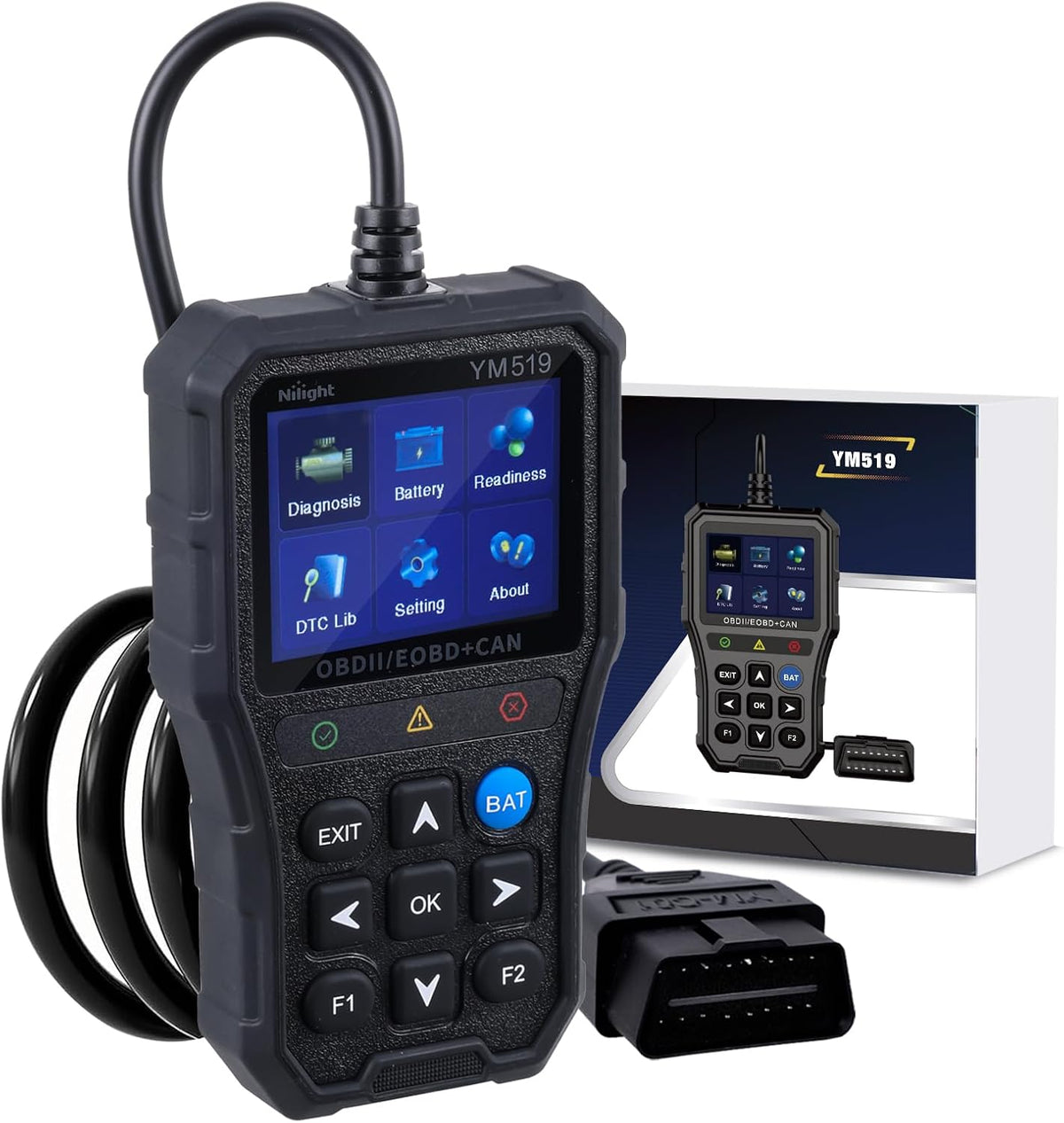 YM519 2.8 Inch Large Screen OBD2 Scanner - Enhanced Automotive Computer Diagnostic Tool - Car Code Reader for Engine Faults, I/M Readiness & Emission Test for All OBD II Protocol Cars