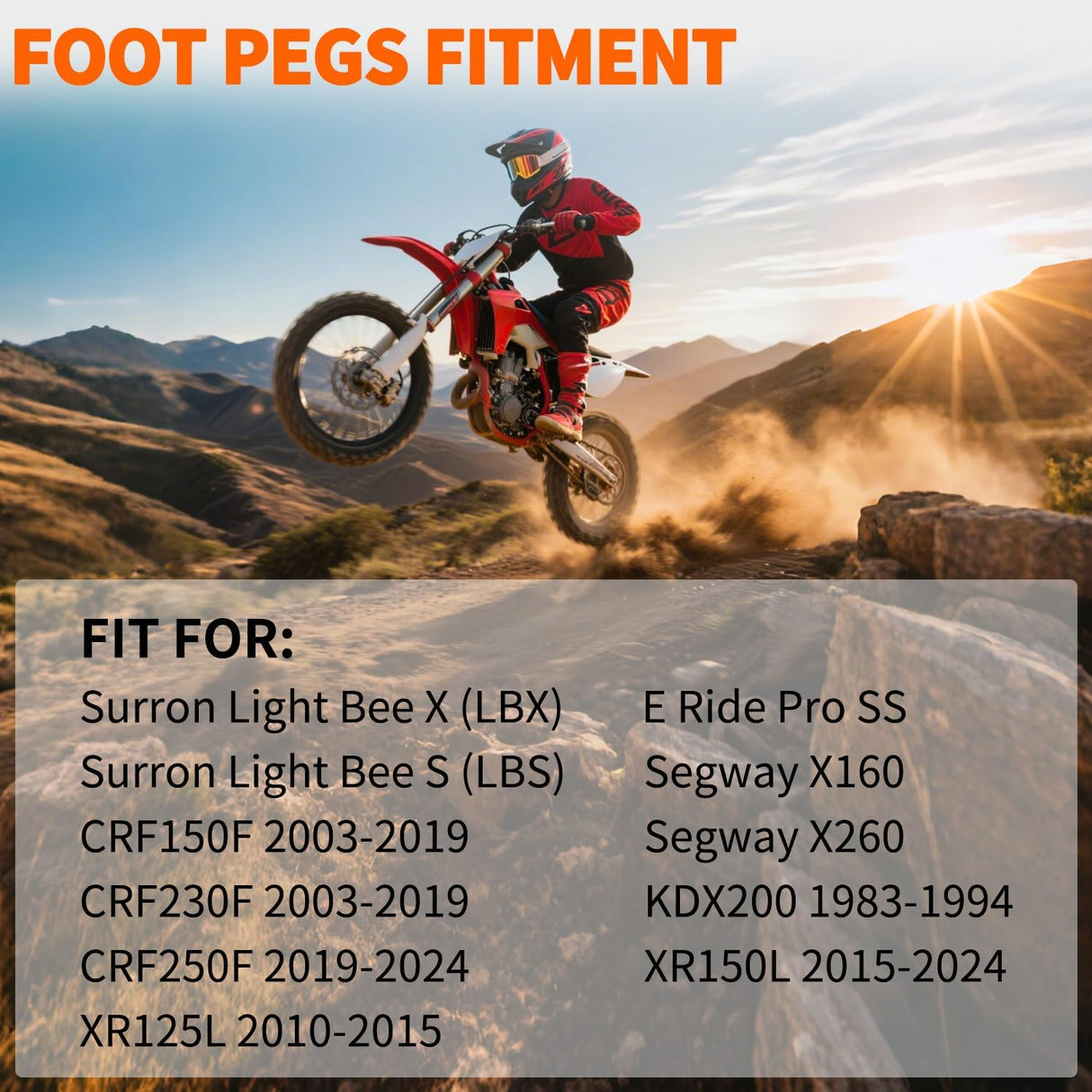 Motorcycle Foot Pegs Dirt Bike Footpegs Fit for Surron Light Bee X/S E Ride Pro SS CRF150F CRF230F CRF250F X160 X260 KDX200 XR125L XR150L Heavy Duty CNC Foot Rests Pegs Pedal, Black