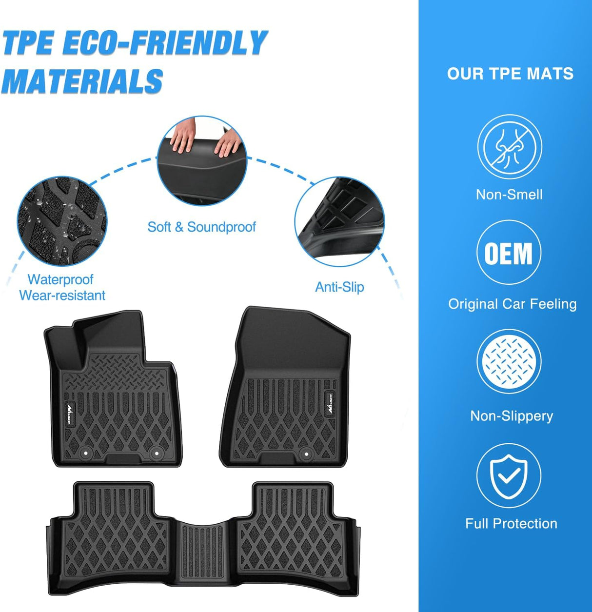 TPE Floor Mats for Hyundai Tucson 2016 2017 2018 2019 2020 2021 All Weather Custom Fit Heavy Duty Floor Liners