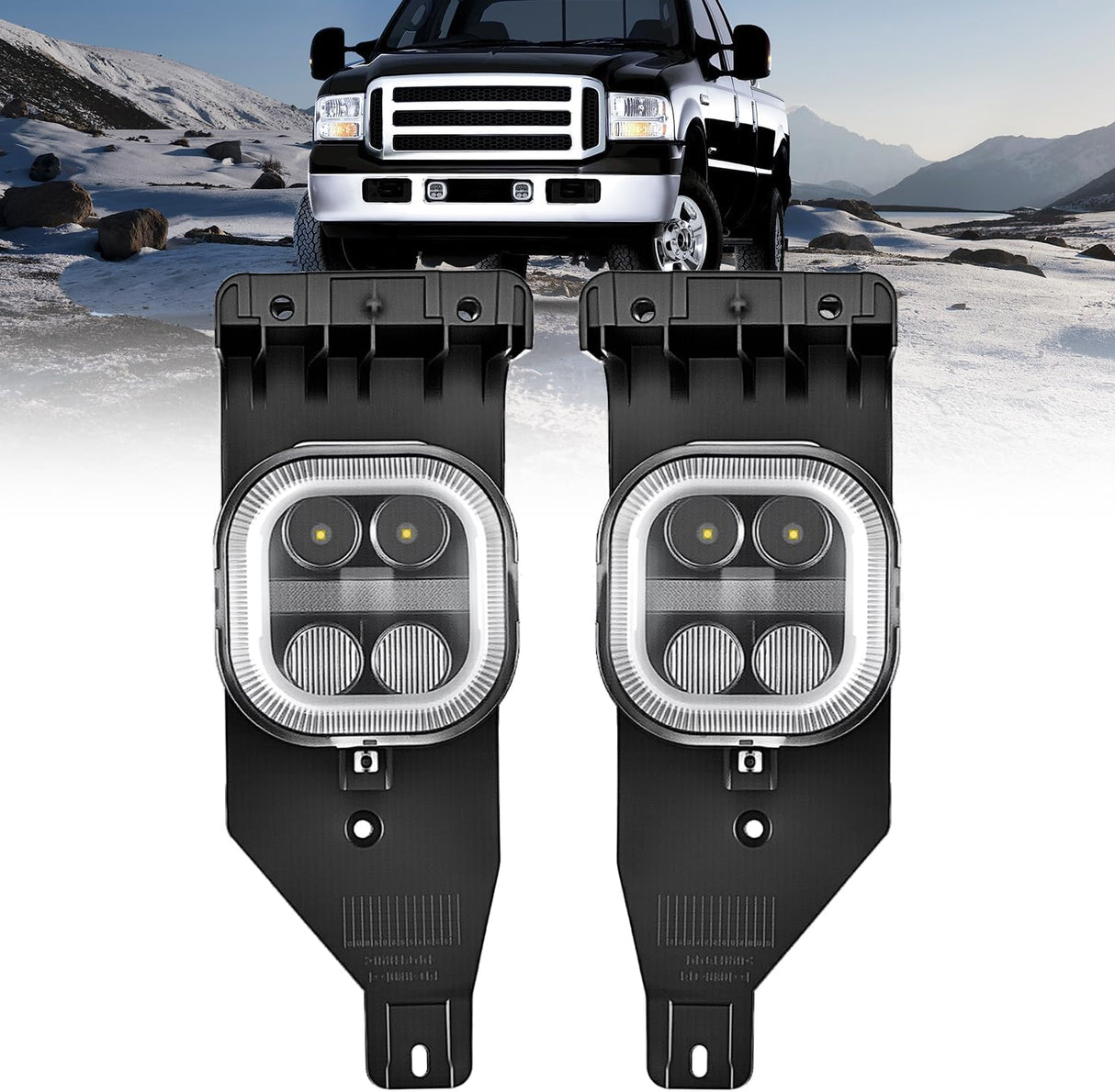 LED Fog Light Assembly Compatible with 2005 2006 2007 F250 F350 F450 F550 Super Duty 2005 Ford Excursion with Daytime Running Lights Driving Lamp Pair Plug and Play Driver and Passenger Side