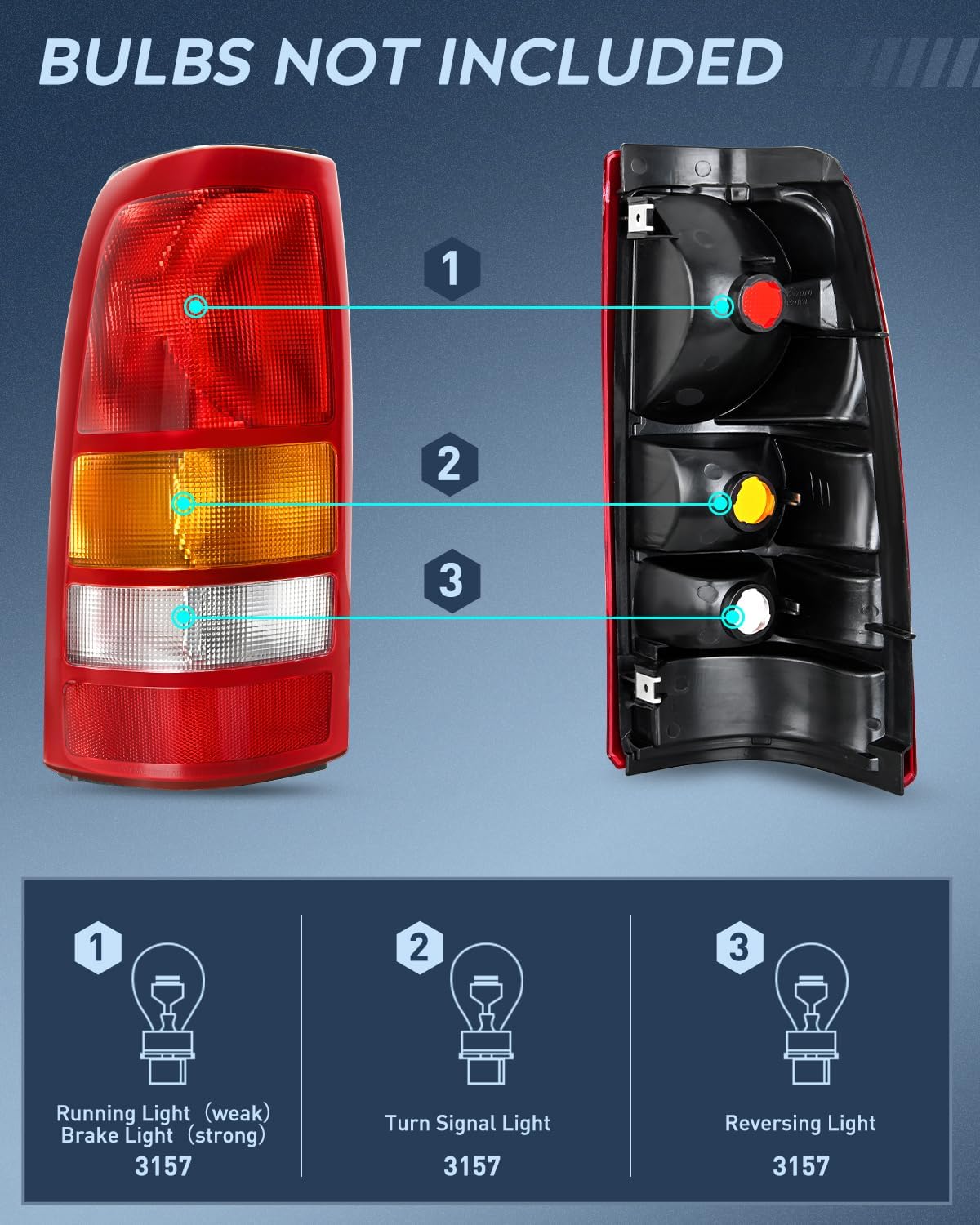 Taillight Assembly Compatible with 1999 2000 2001 2002 Chevy Silverado 1999 2000 2001 2002 2003 2004 2005 2006 GMC Sierra Tail Rear Light Fleetside OE Style Driver Side Red Border