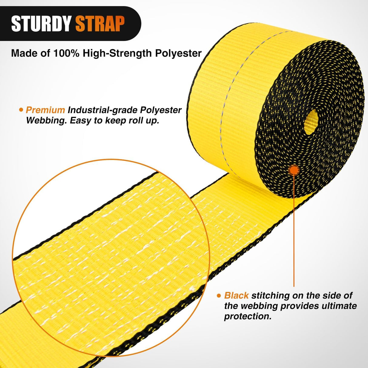 Truck Straps 4 Inch x 30' Heavy Duty Tie Down with Flat Hooks | 16800LBS Break Strength & 5400LBS WLL for Flatbed Trailer Cargo Control Recovery Tree Saver 2 Pack Yellow